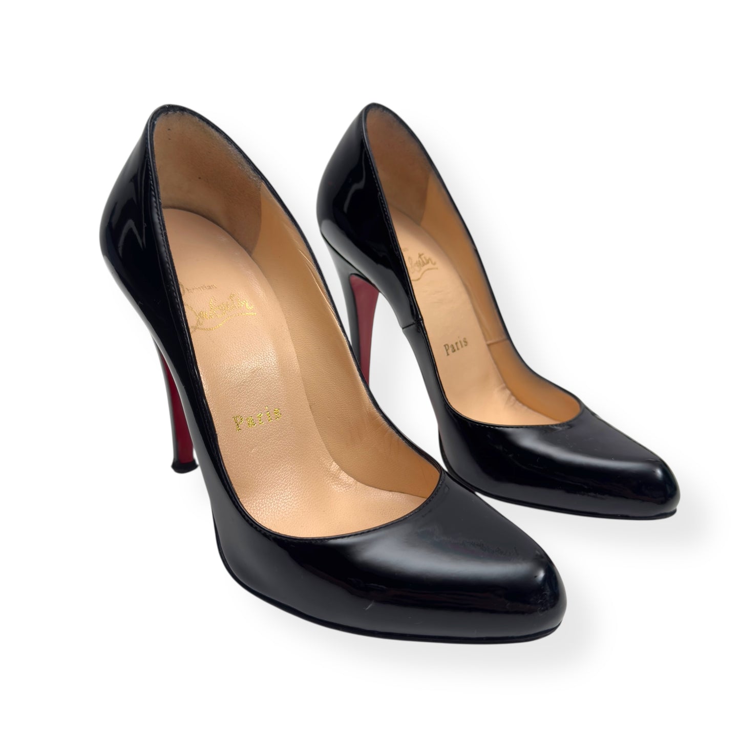CHRISTIAN LOUBOUTIN LEATHER SIMPLE PUMPS BLACK / RED 36 / UK3