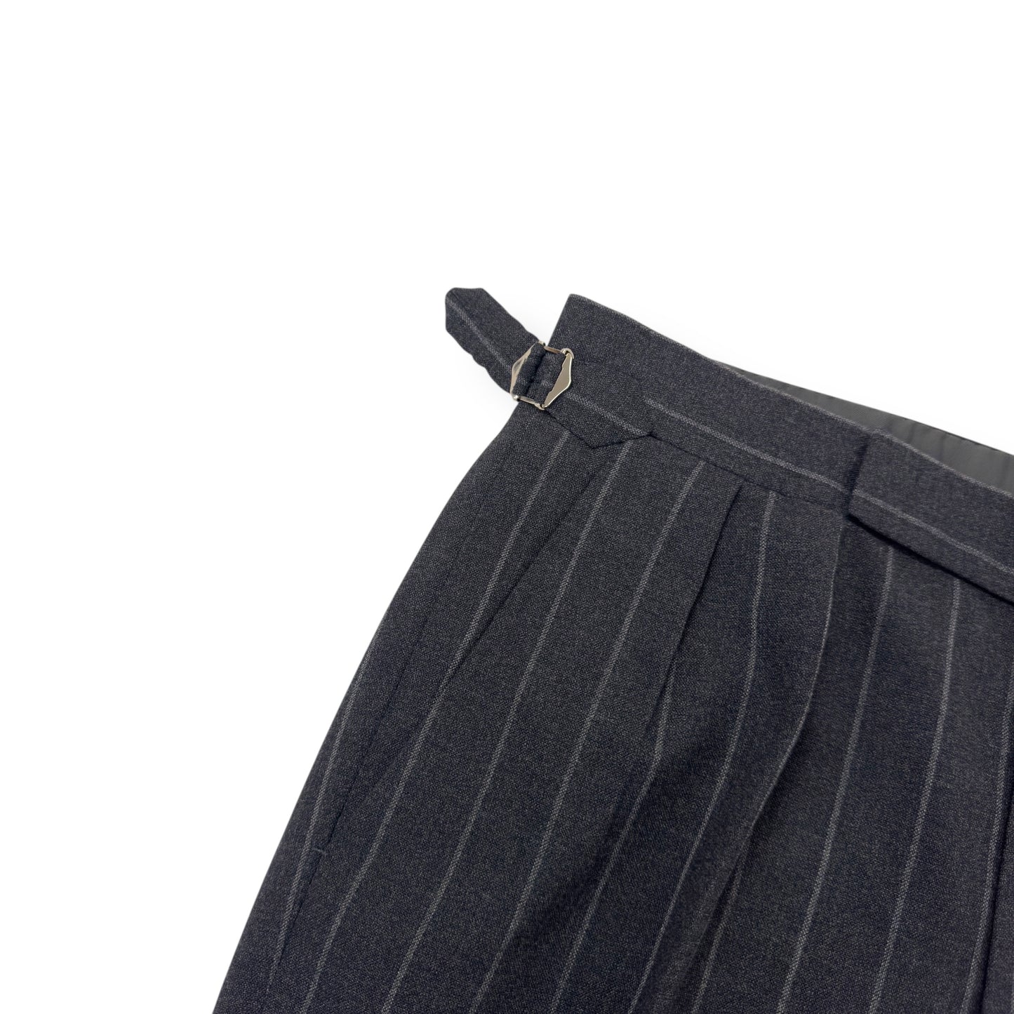 THOM SWEEEY BESPOKE PINSTRIPE TROUSERS GREY M
