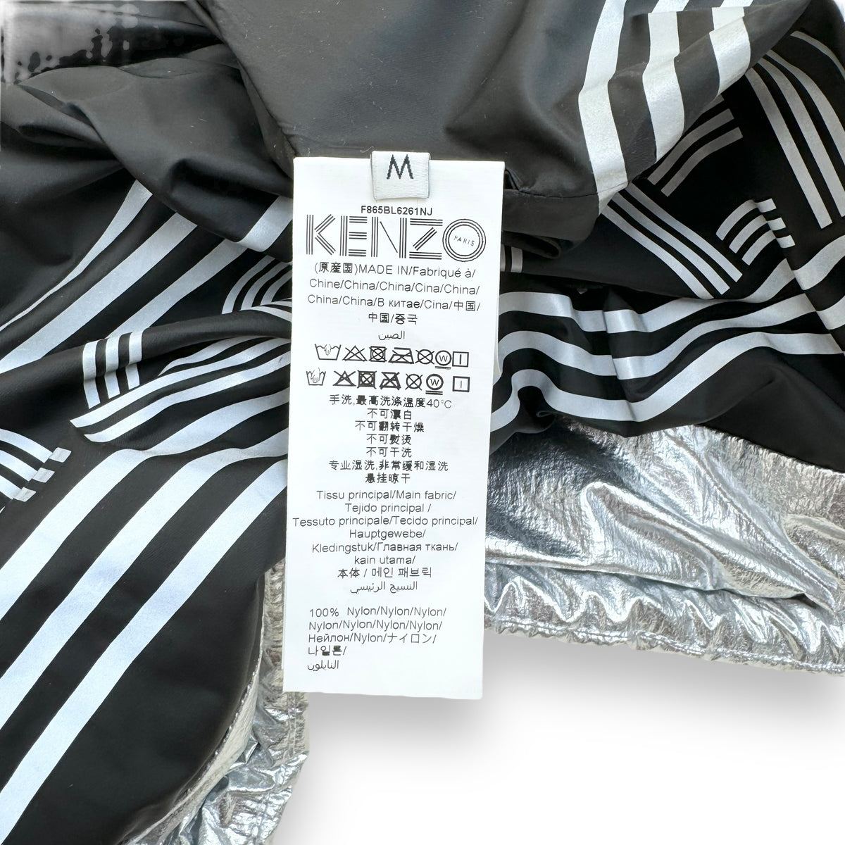 KENZO PARIS HOODED PUFFER JACKET METALLIC SILVER M