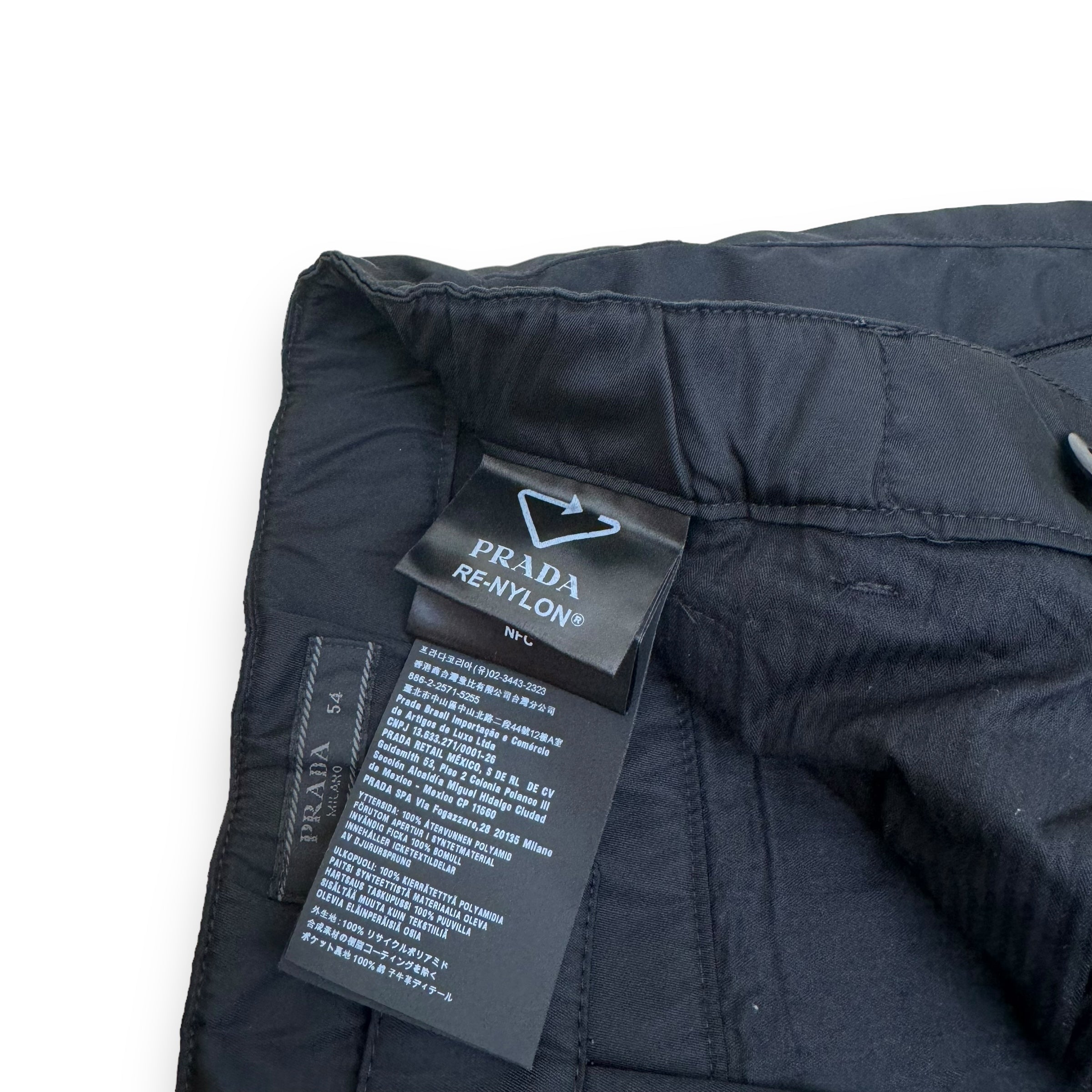 PRADA RE-NYLON GABARDINE TROUSERS BLACK XL