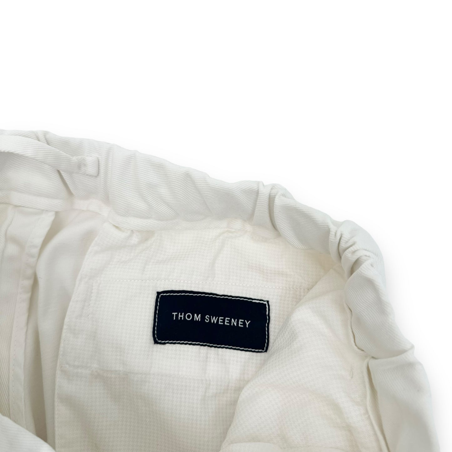 THOM SWEENEY COTTON-BLEND DRAWSTRING TROUSERS WHITE L