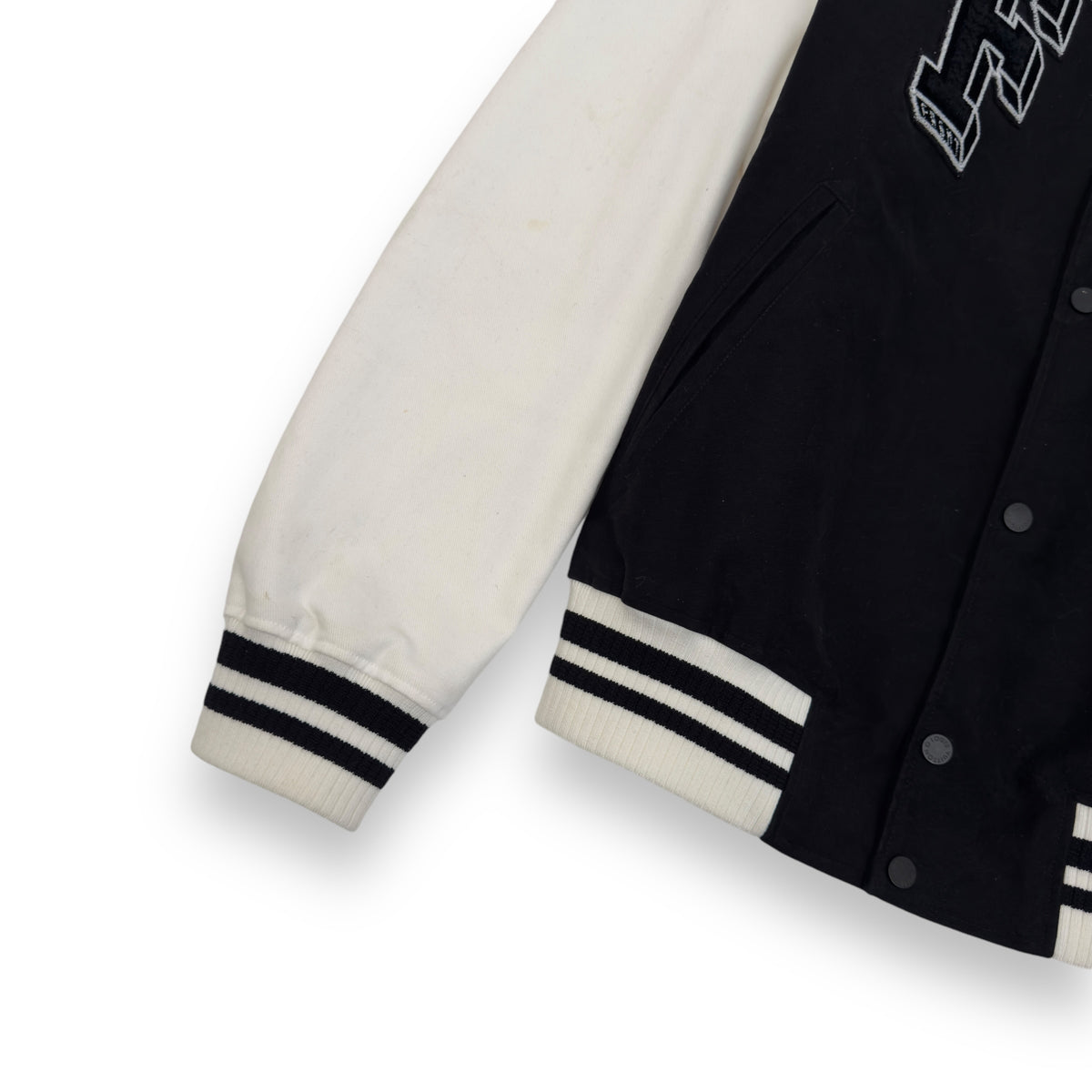 LOUIS VUITTON X FRAGMENT SS17 LV VARSITY JACKET BLACK / WHITE L