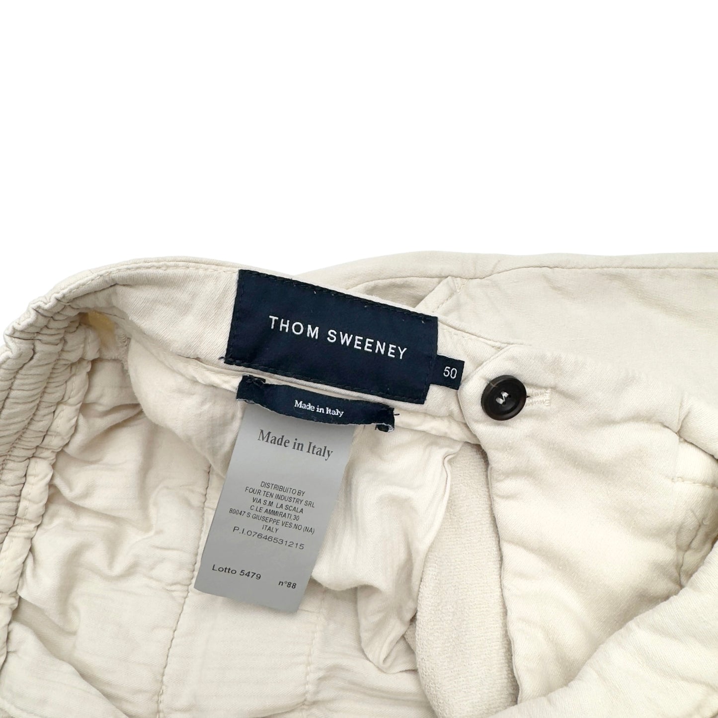 THOM SWEENEY LINEN JERSEY PLEATED SHORTS IVORY W32”
