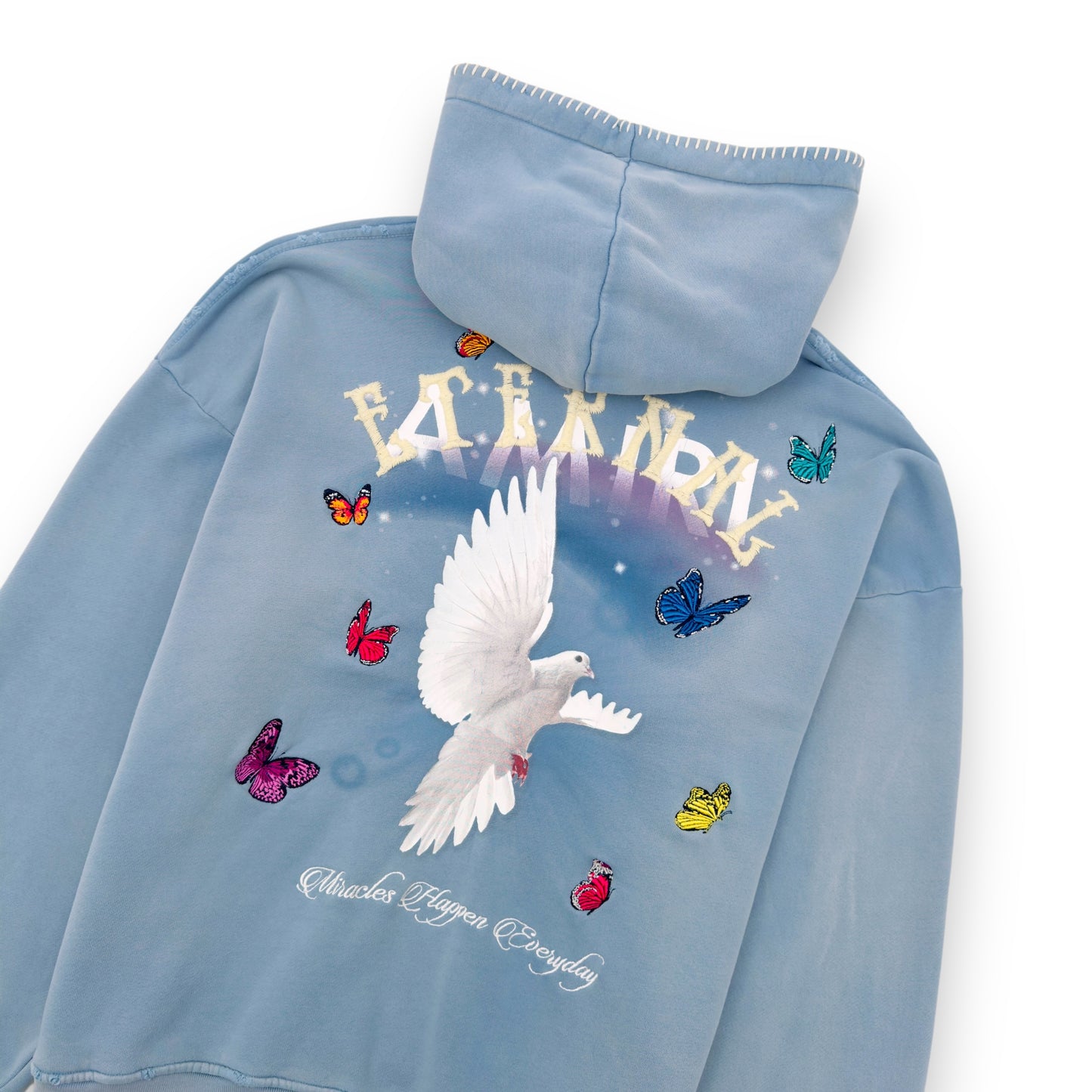 AMIRI ETERNAL DOVE DISTRESSED HOODIE BABY BLUE L