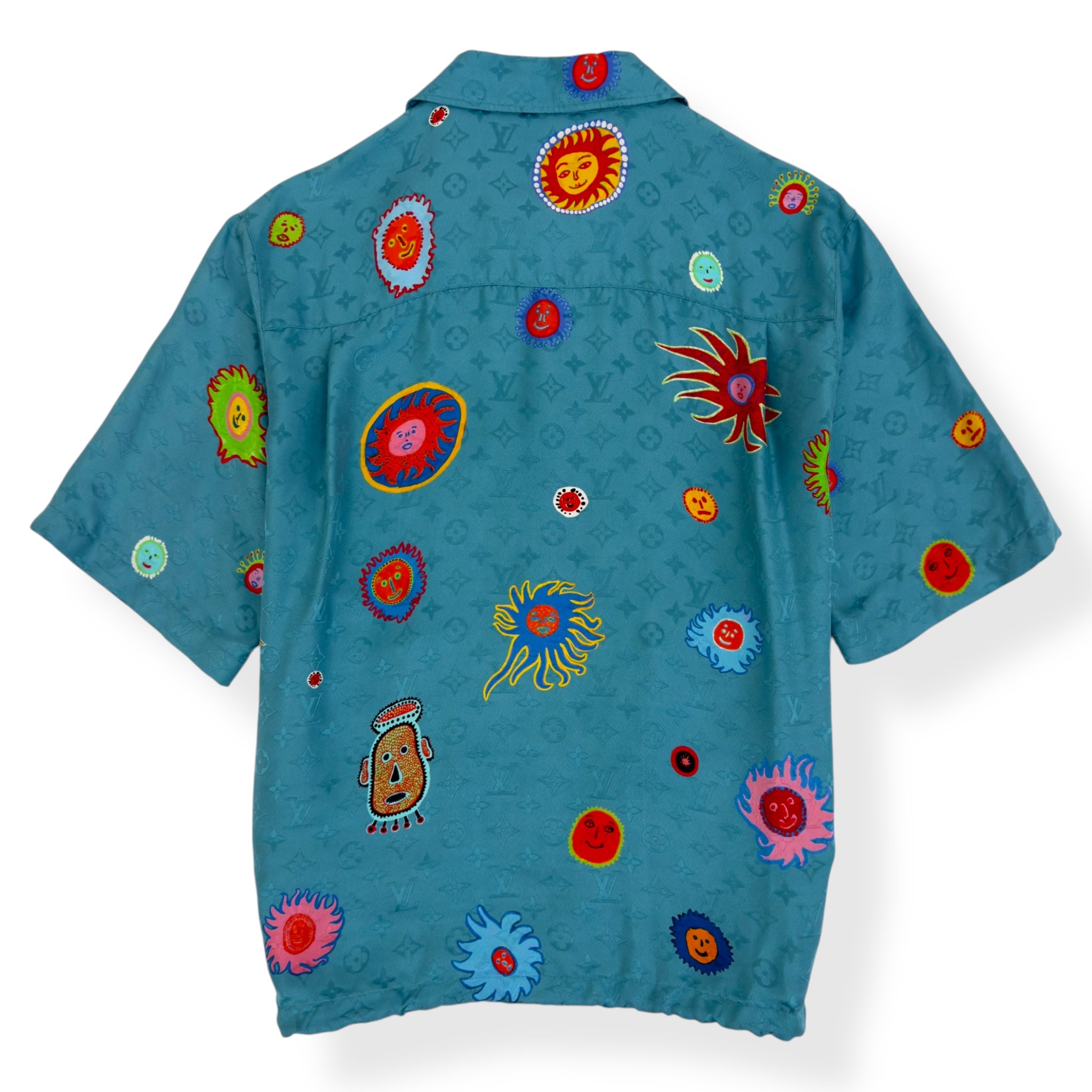 LOUIS VUITTON X YAYOI KUSAMA LV X YK SILK SHIRT BLUE L