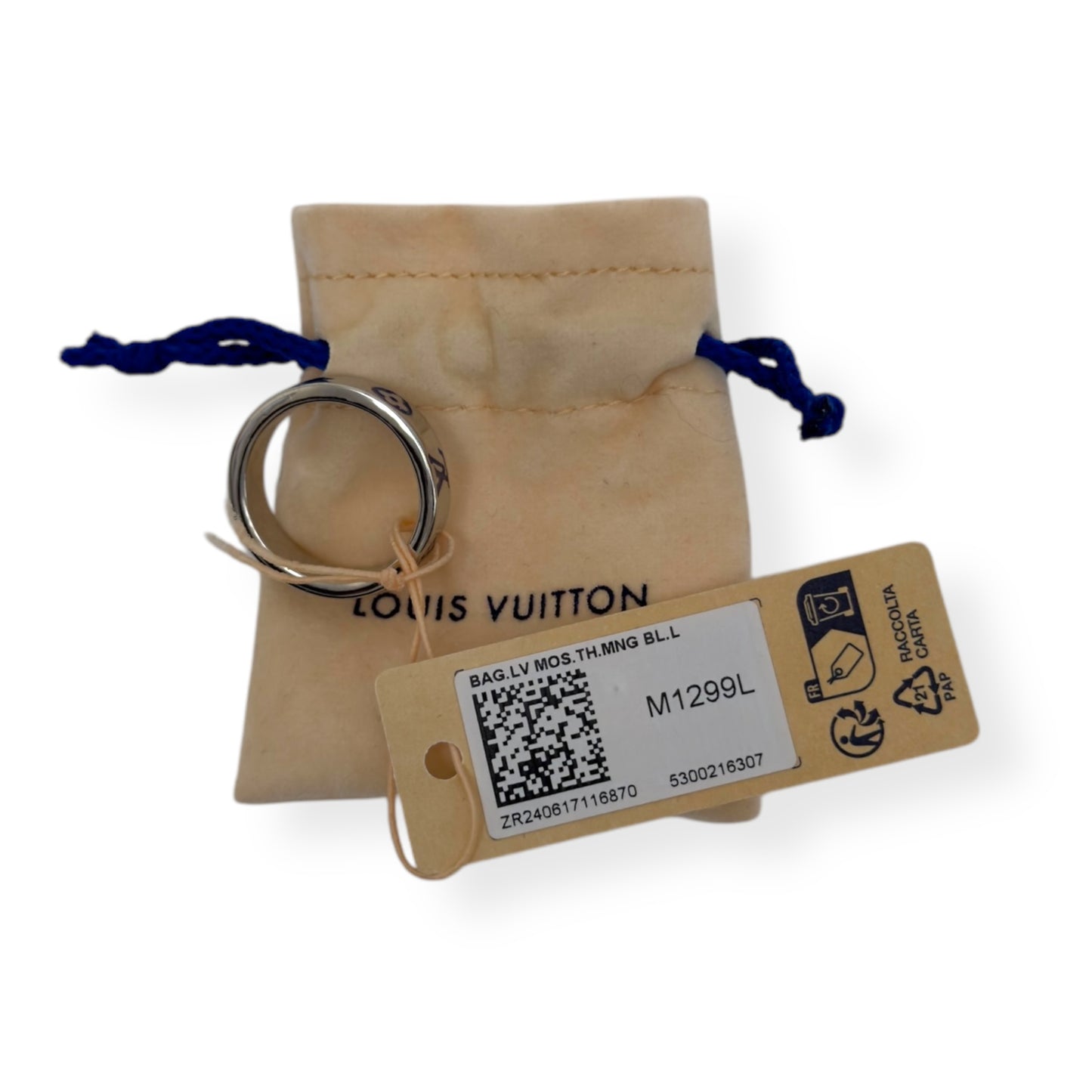 LOUIS VUITTON LV MOSAIC THIN RING SILVER / BLUE L