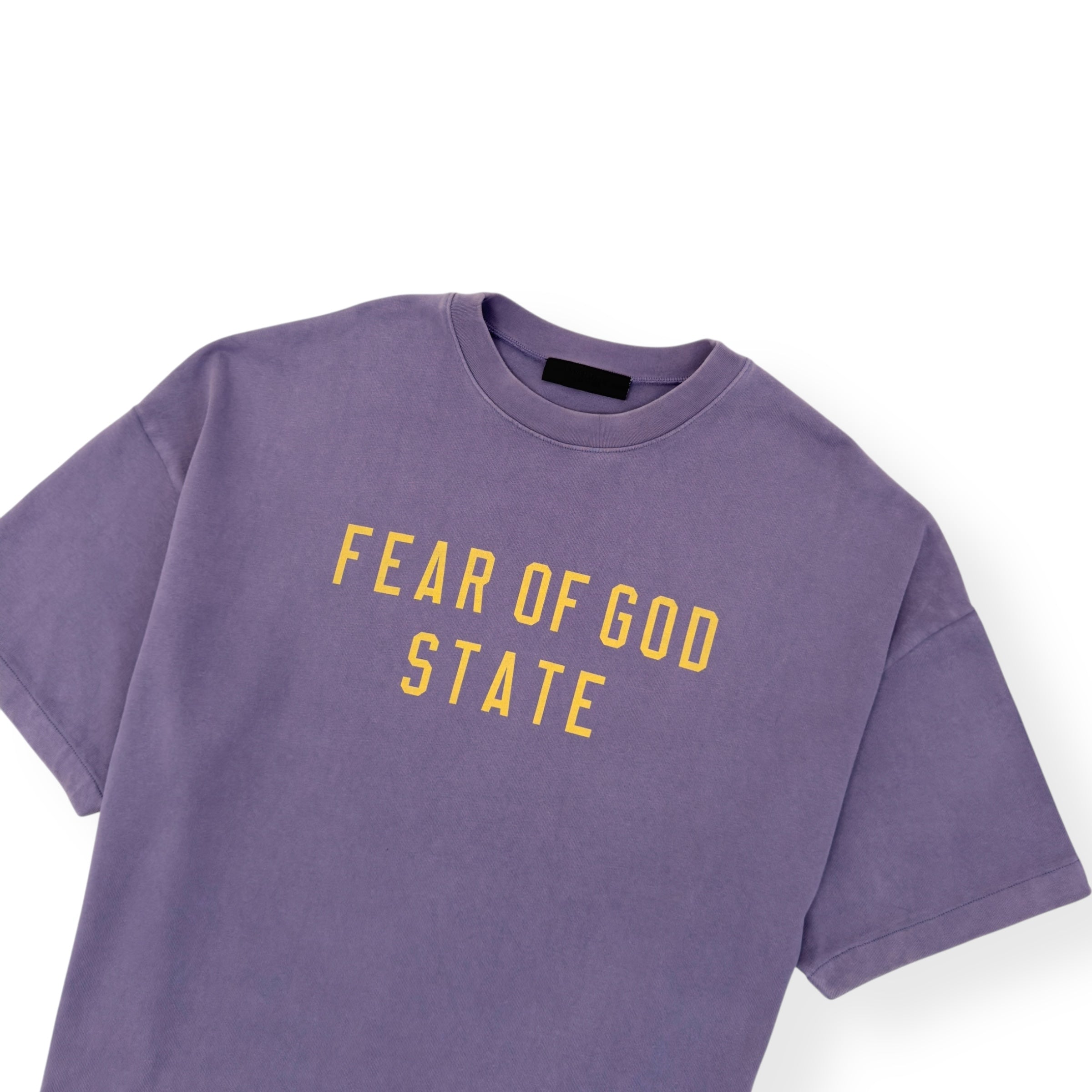 FEAR OF GOD ESSENTIALS OVERSIZED CREWNECK T-SHIRT PURPLE / YELLOW L