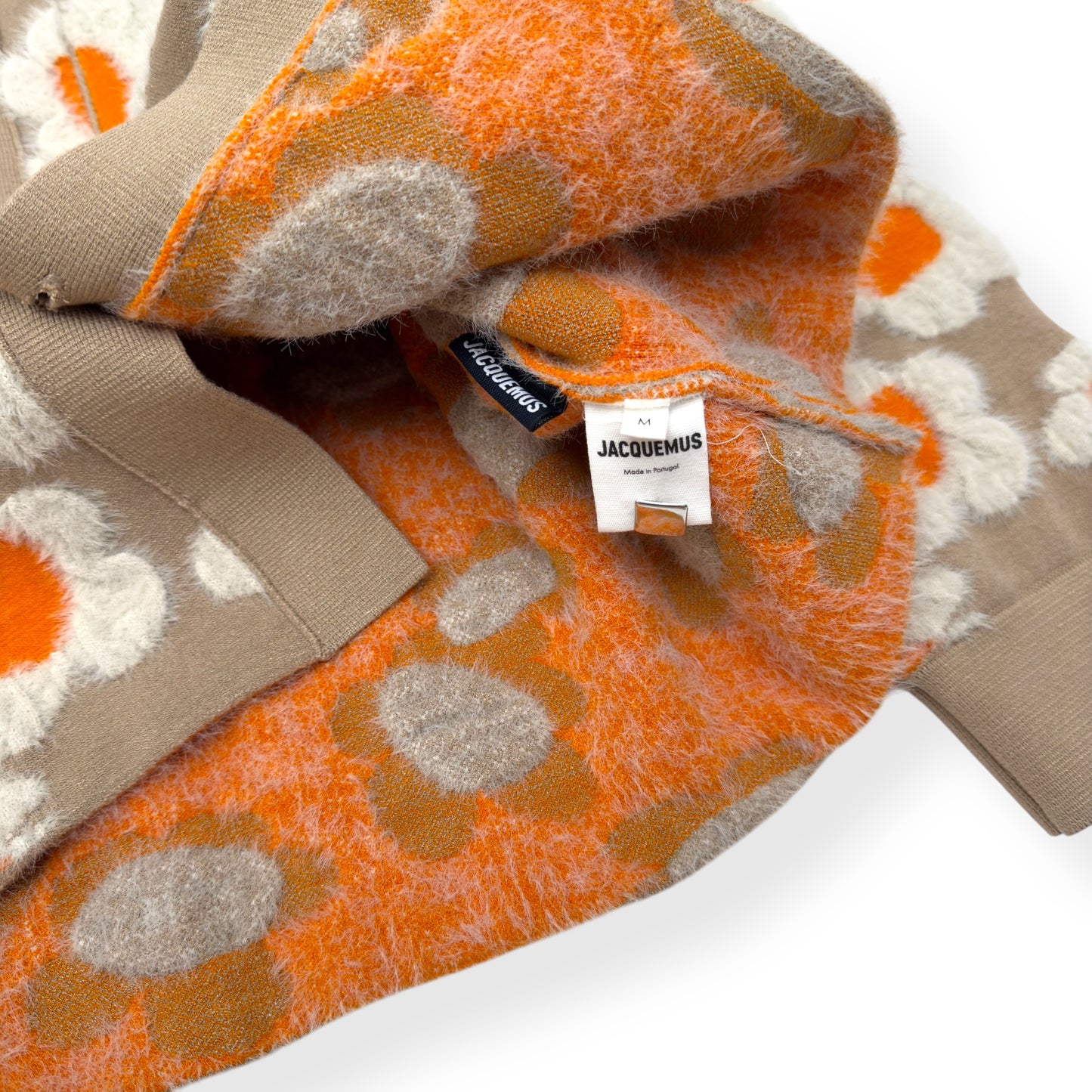 JACQUEMUS LA CHEMISE NEVE FLEURS OVERSHIRT CARDIGAN BEIGE / ORANGE M