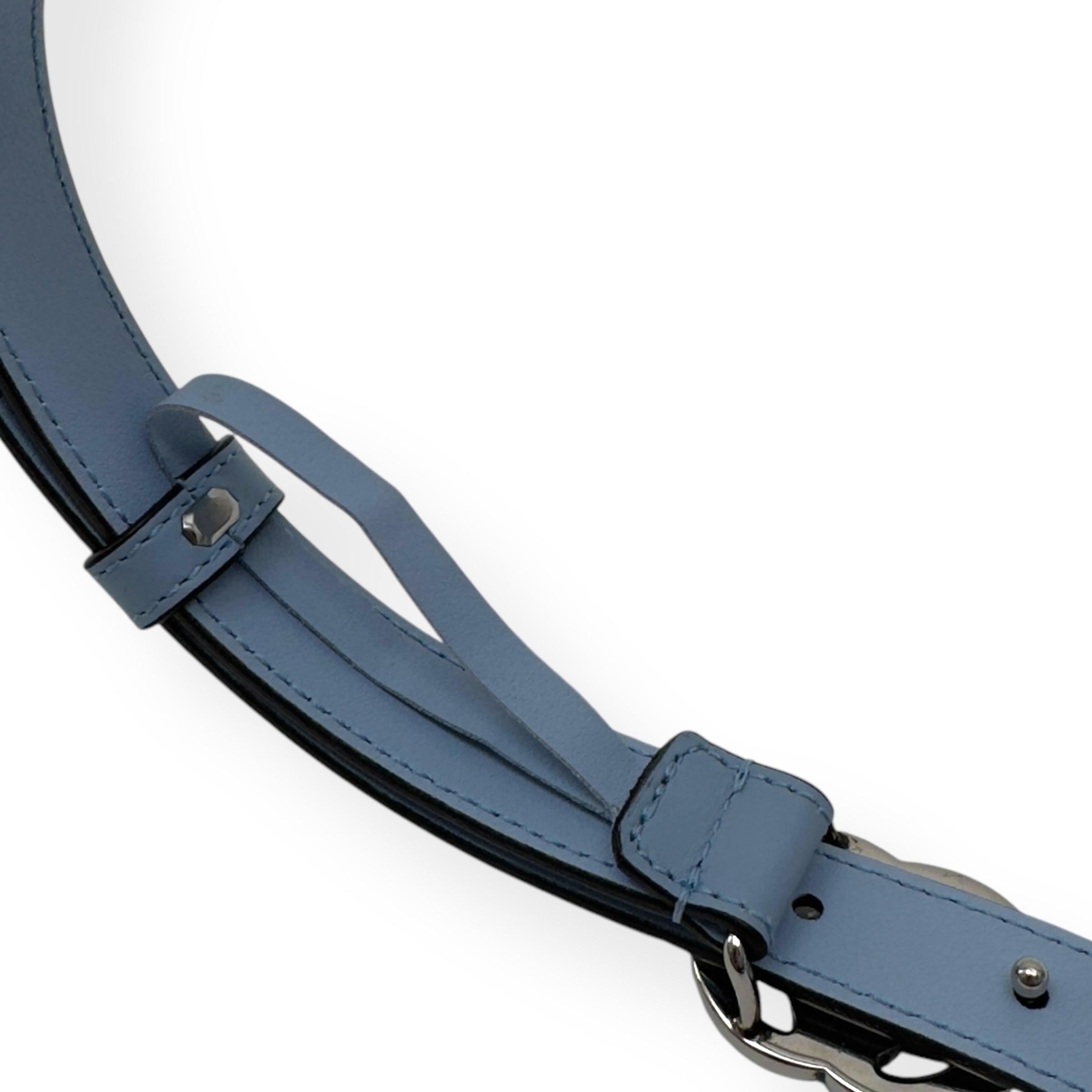 GUCCI GG MARMONT BUCKLE SLIM BELT BLUE / SILVER 70CM