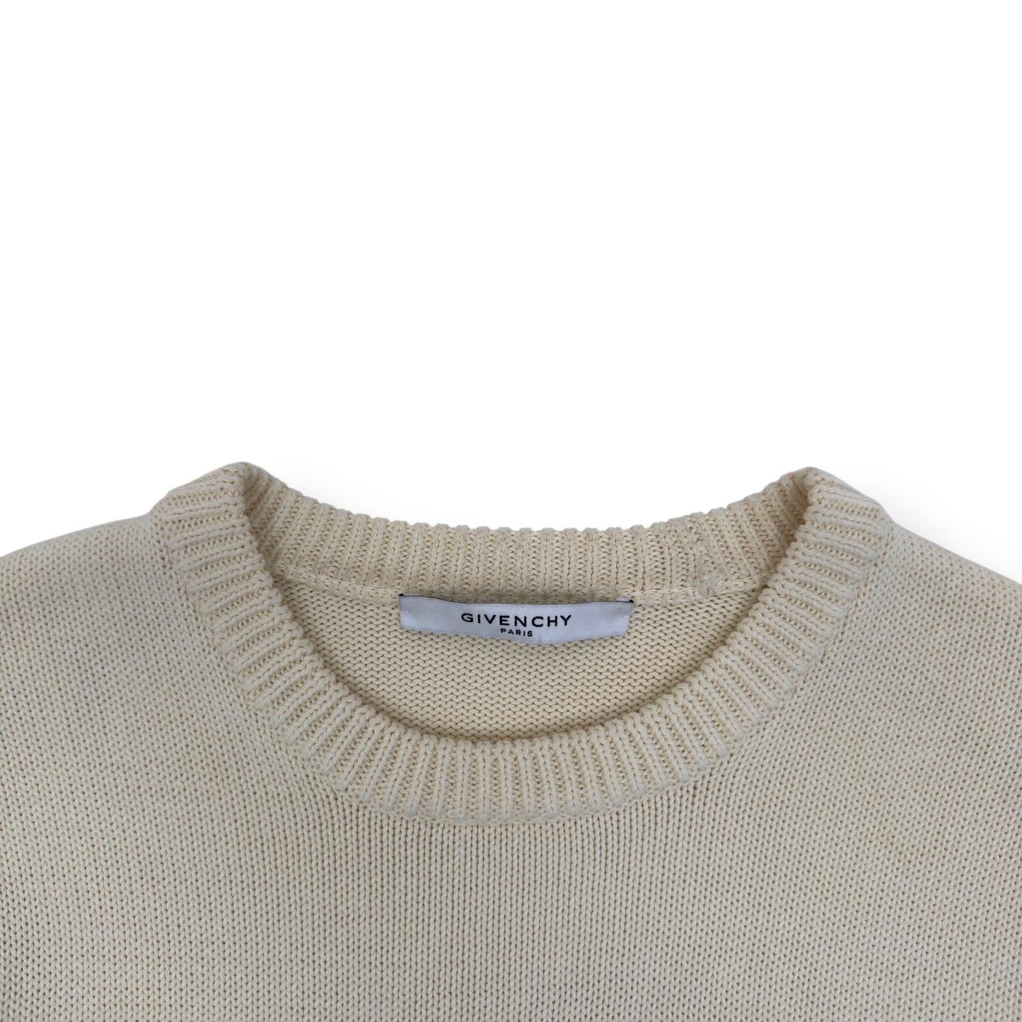 GIVENCHY REVERSE LOGO CREW KNIT SWEATER OFF-WHITE / RED S