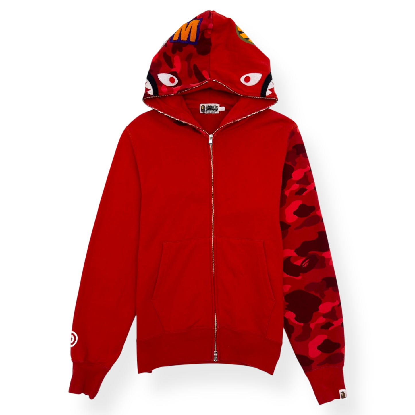 A BATHING APE SHARK FULL ZIP HOODIE RED L