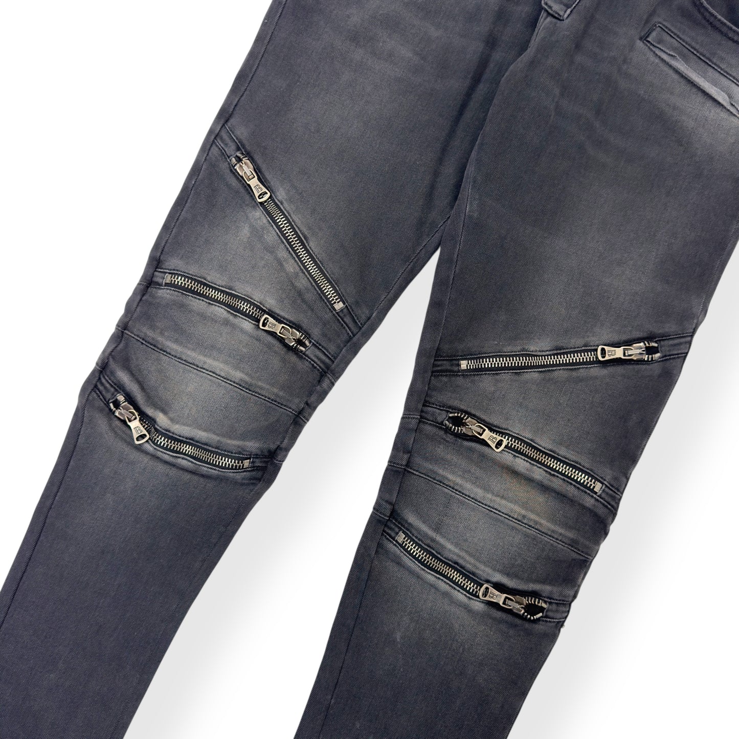BALMAIN WASHED BIKER JEANS BLACK W34”