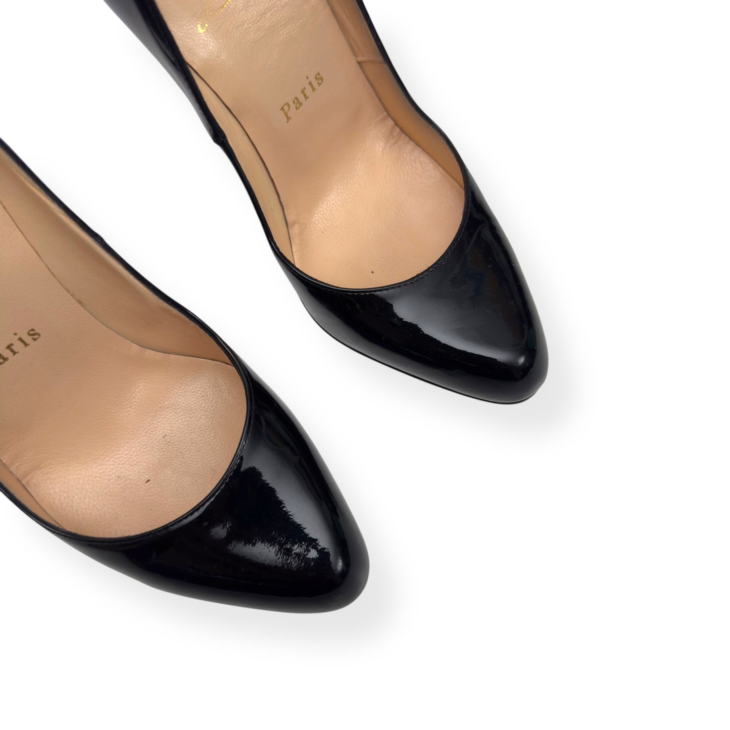CHRISTIAN LOUBOUTIN LEATHER SIMPLE PUMPS BLACK / RED 36 / UK3