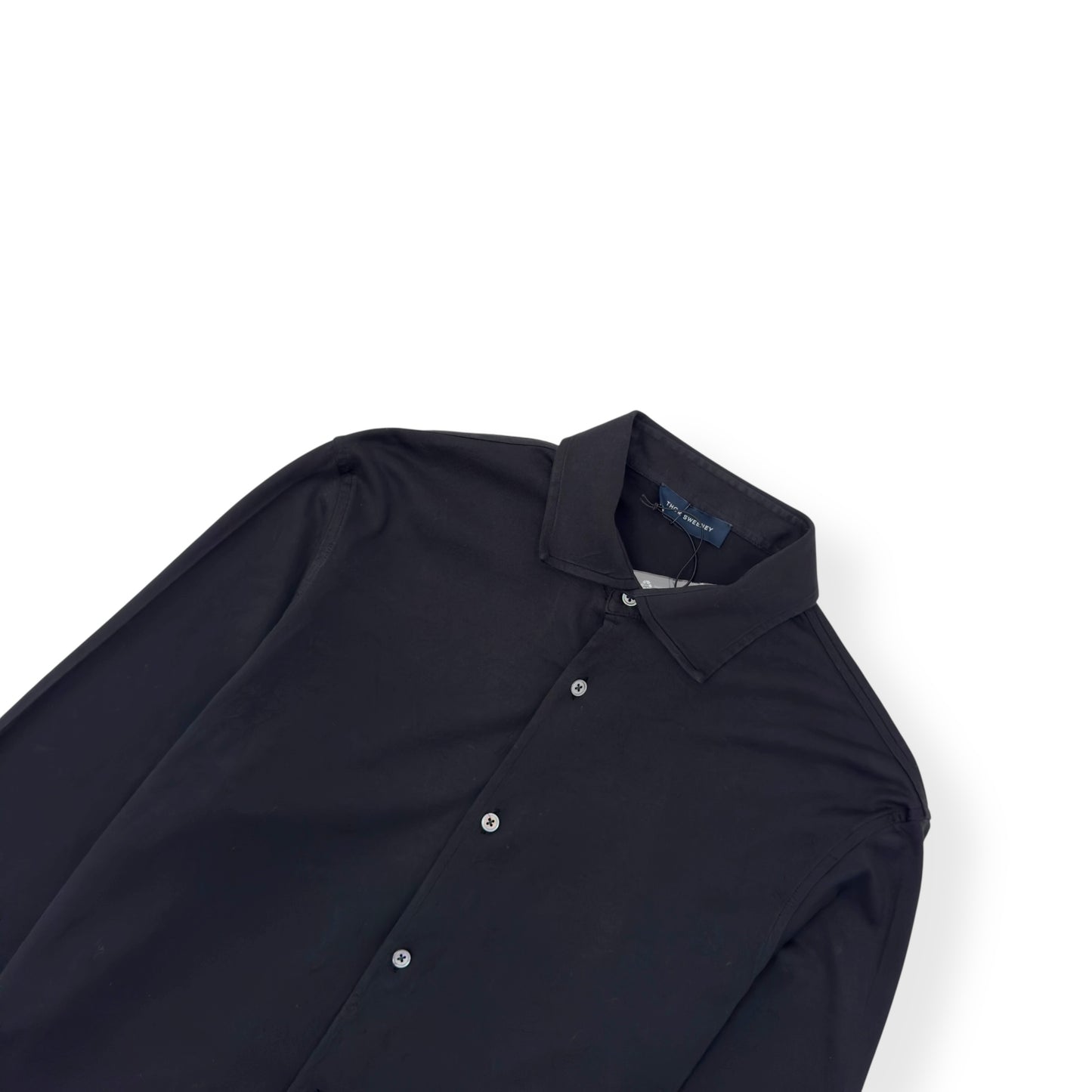 THOM SWEENEY SS25 LONG SLEEVE BUTTON THROUGH SHIRT BLACK L
