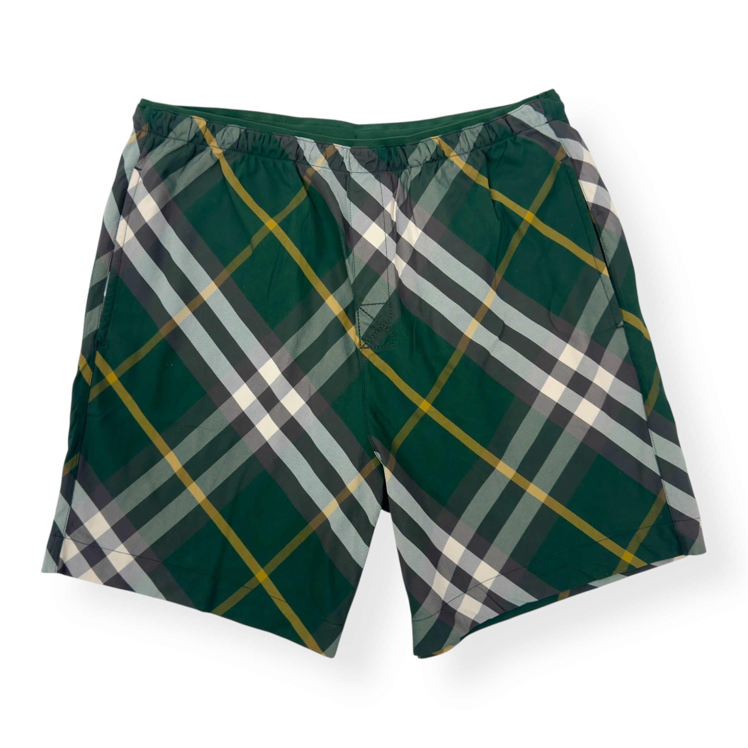 BURBERRY CHECK SWIM SHORTS GREEN S