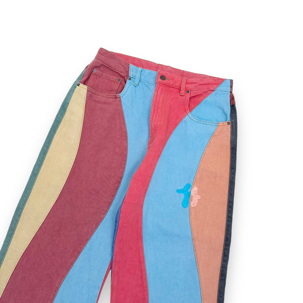 GLASS CYPRESS WIDE FIT WESTERN DENIM JEANS MULTICOLOURED 34”