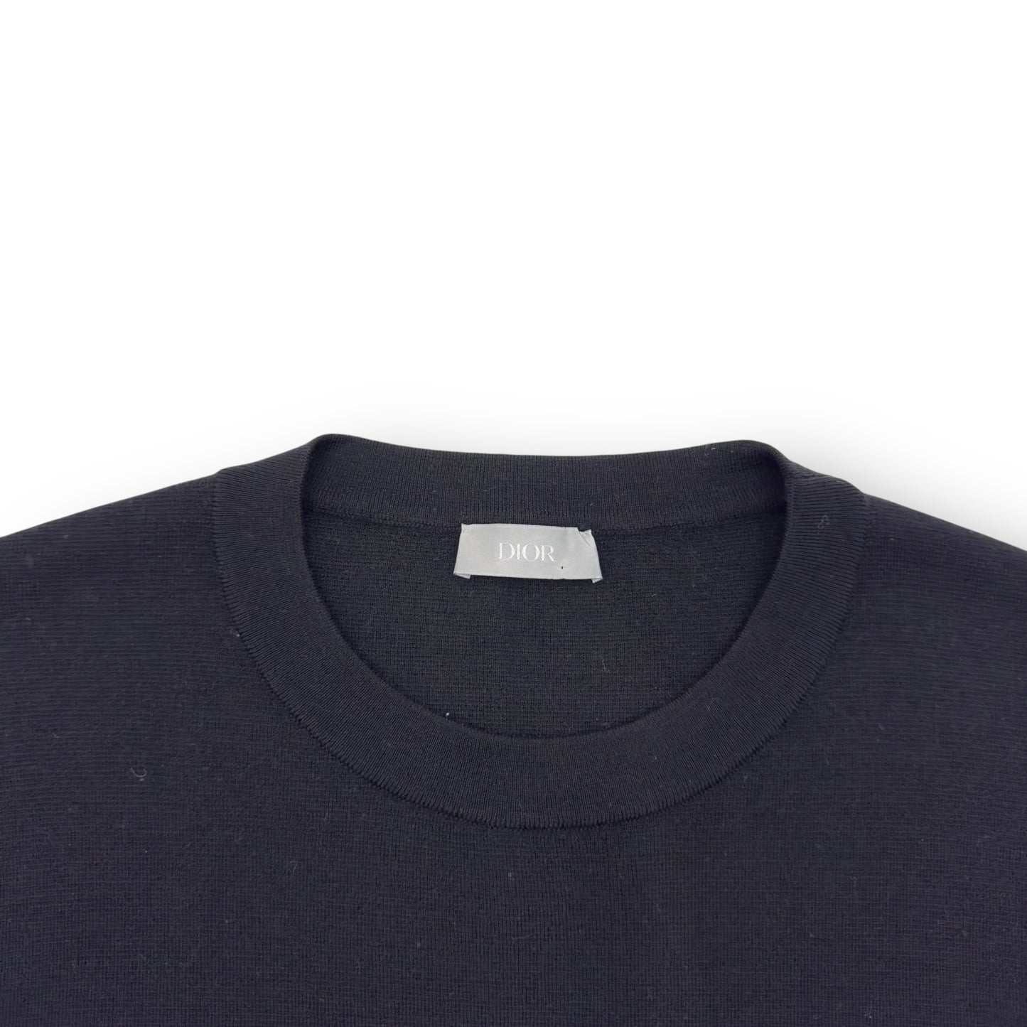 DIOR LOGO PATCH CREWNECK WOOL SWEATER BLACK M