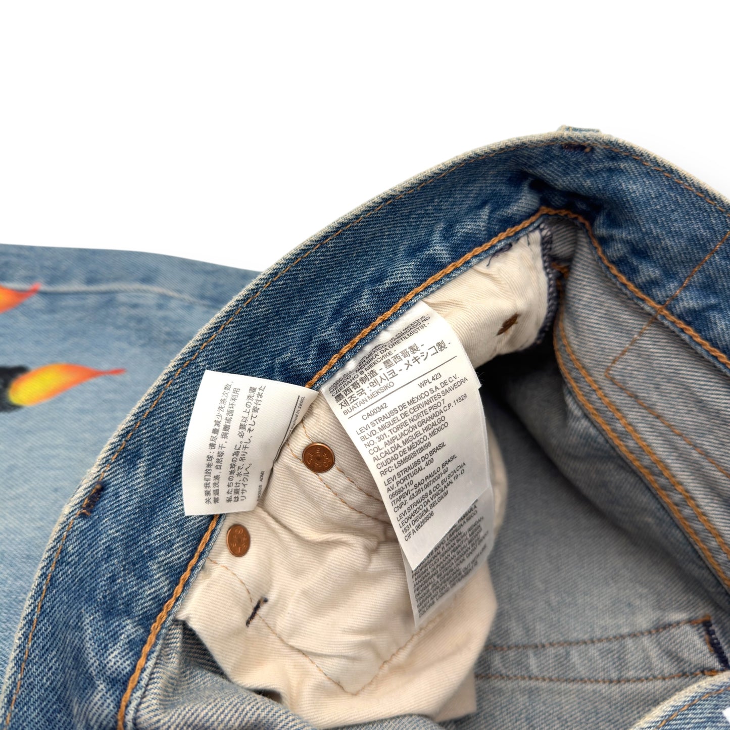 DENIM TEARS X VIRGIL ABLOH “MESSAGE IN A TEAR’ DENIM JEANS BLUE W32”