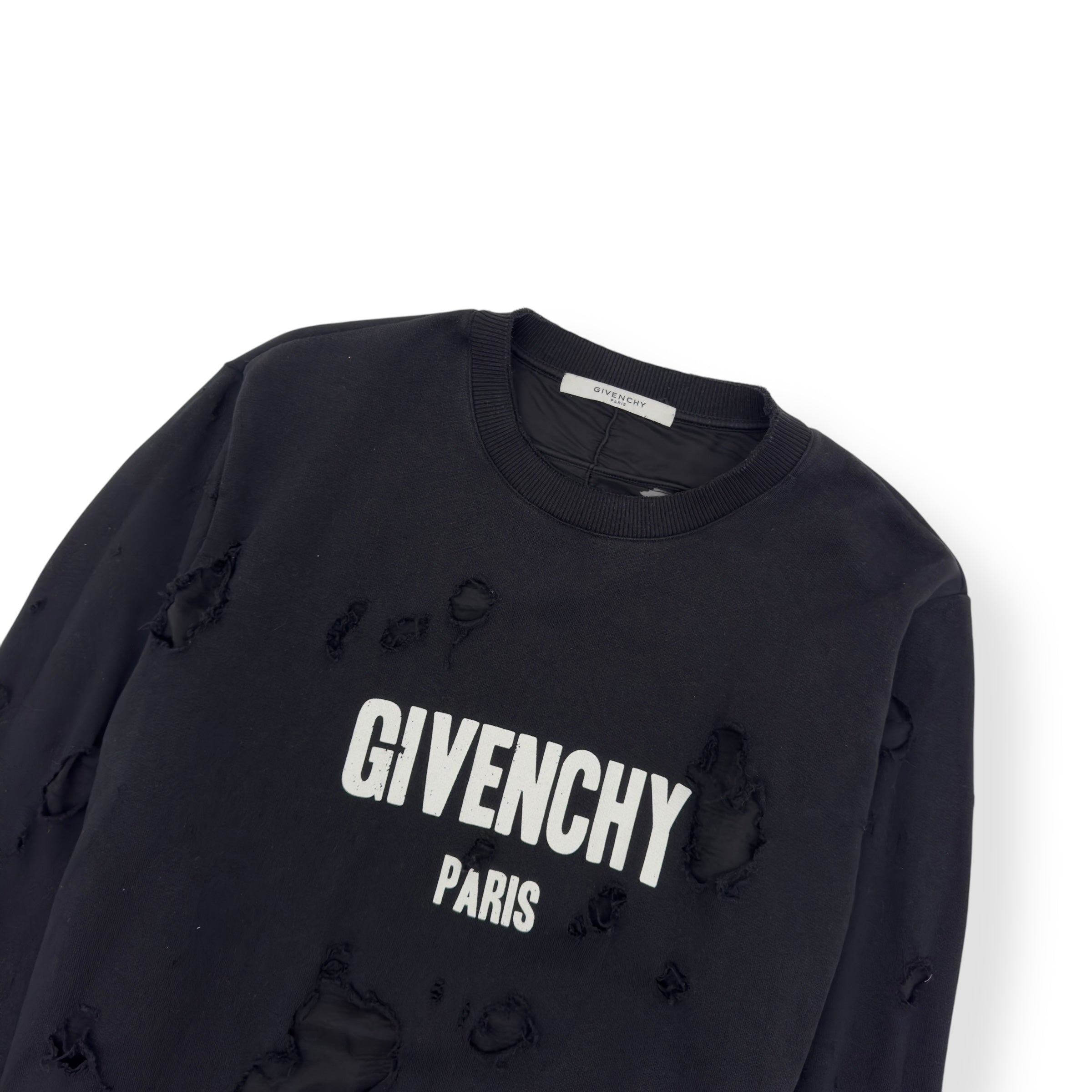 GIVENCHY DESTROYED CREWNECK SWEATSHIRT BLACK M