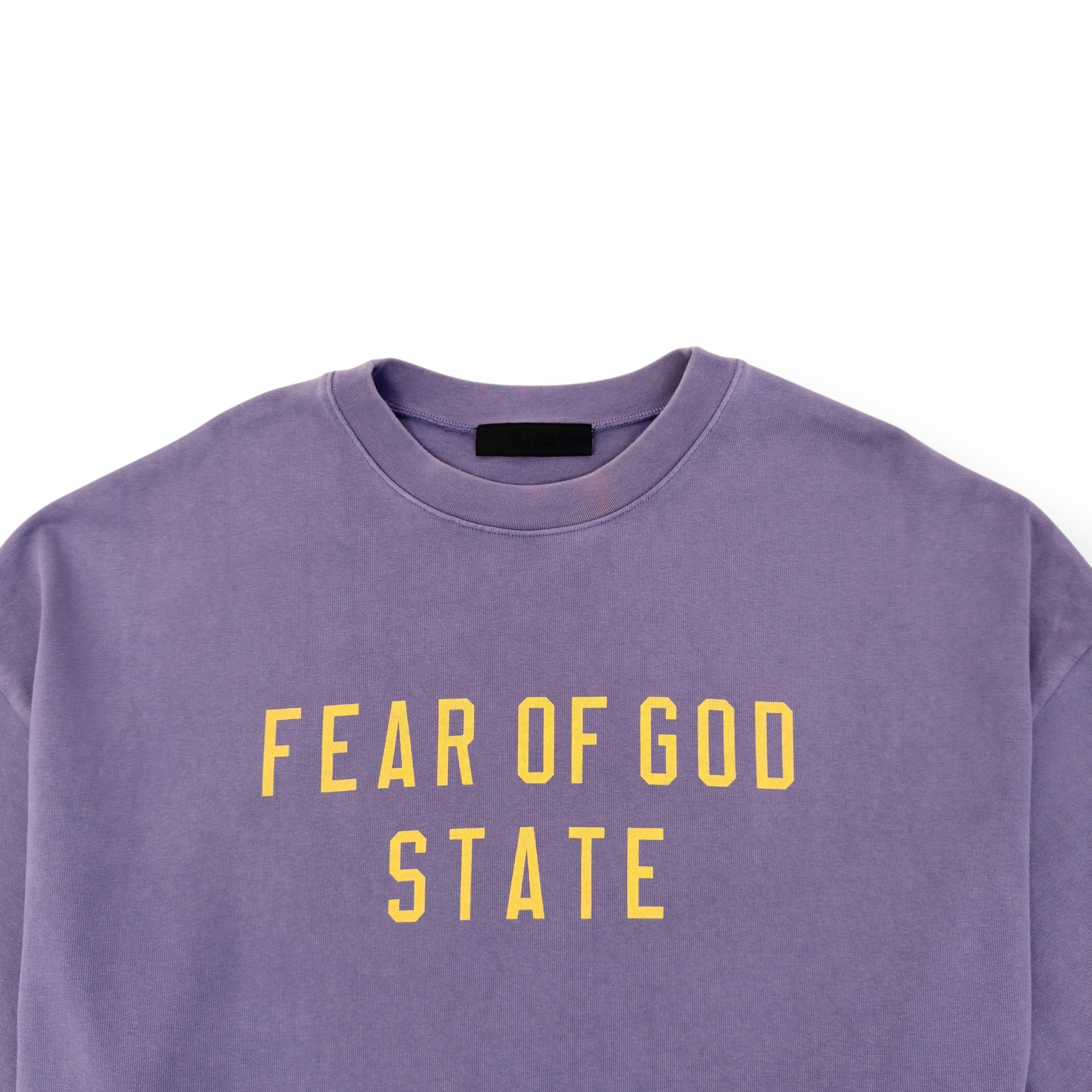 FEAR OF GOD ESSENTIALS OVERSIZED CREWNECK T-SHIRT PURPLE / YELLOW L