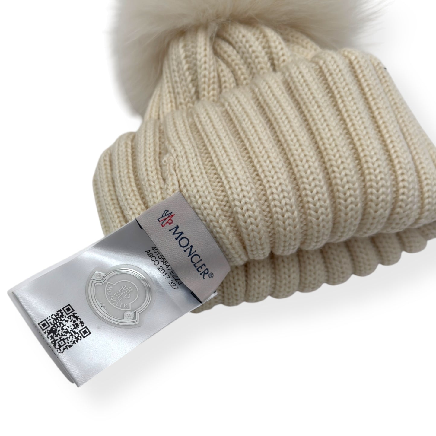 MONCLER WOOL BEANIE WITH POM POM CREAM O/S