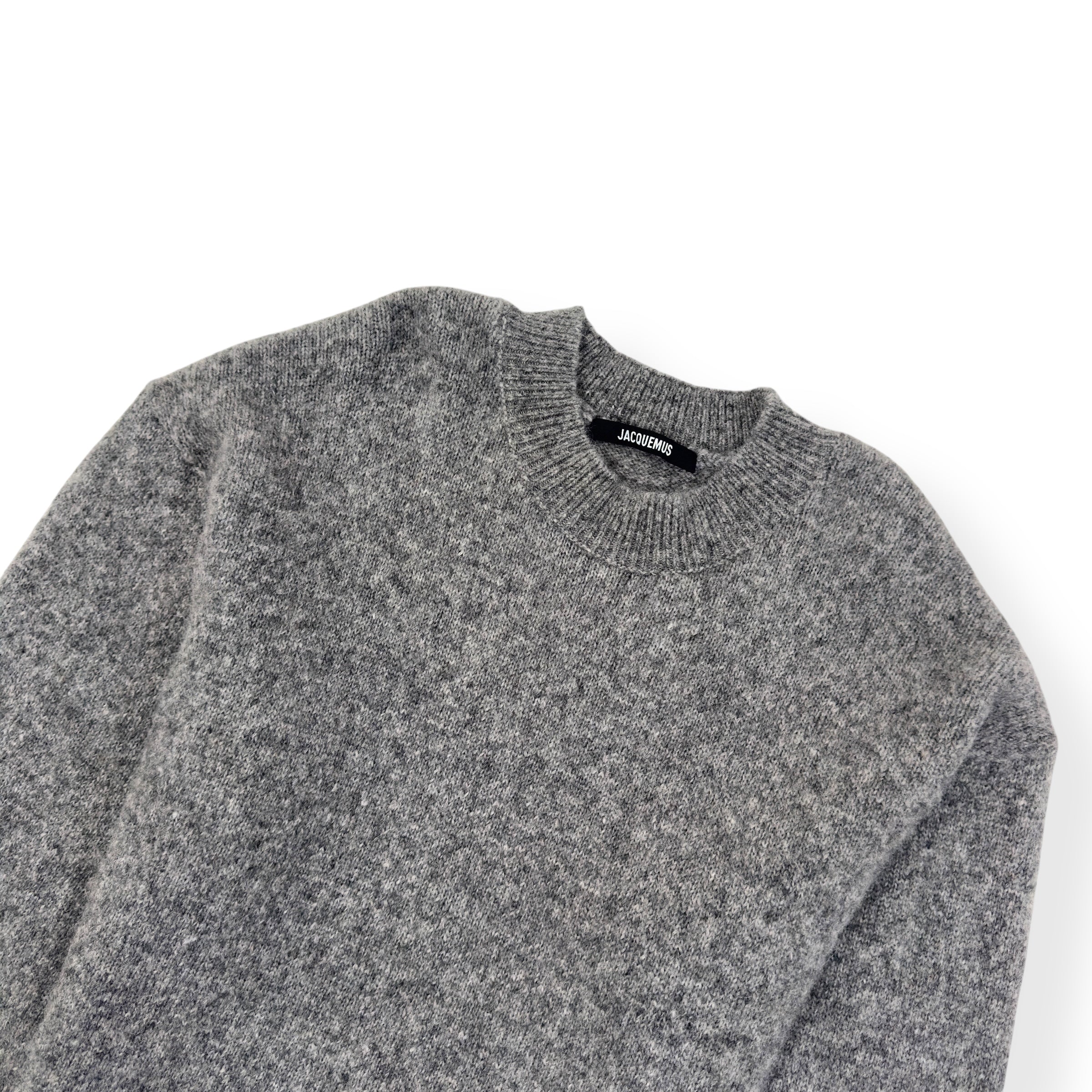 JACQUEMUS LE PULL WOOL-BLEND SWEATER GREY / WHITE L