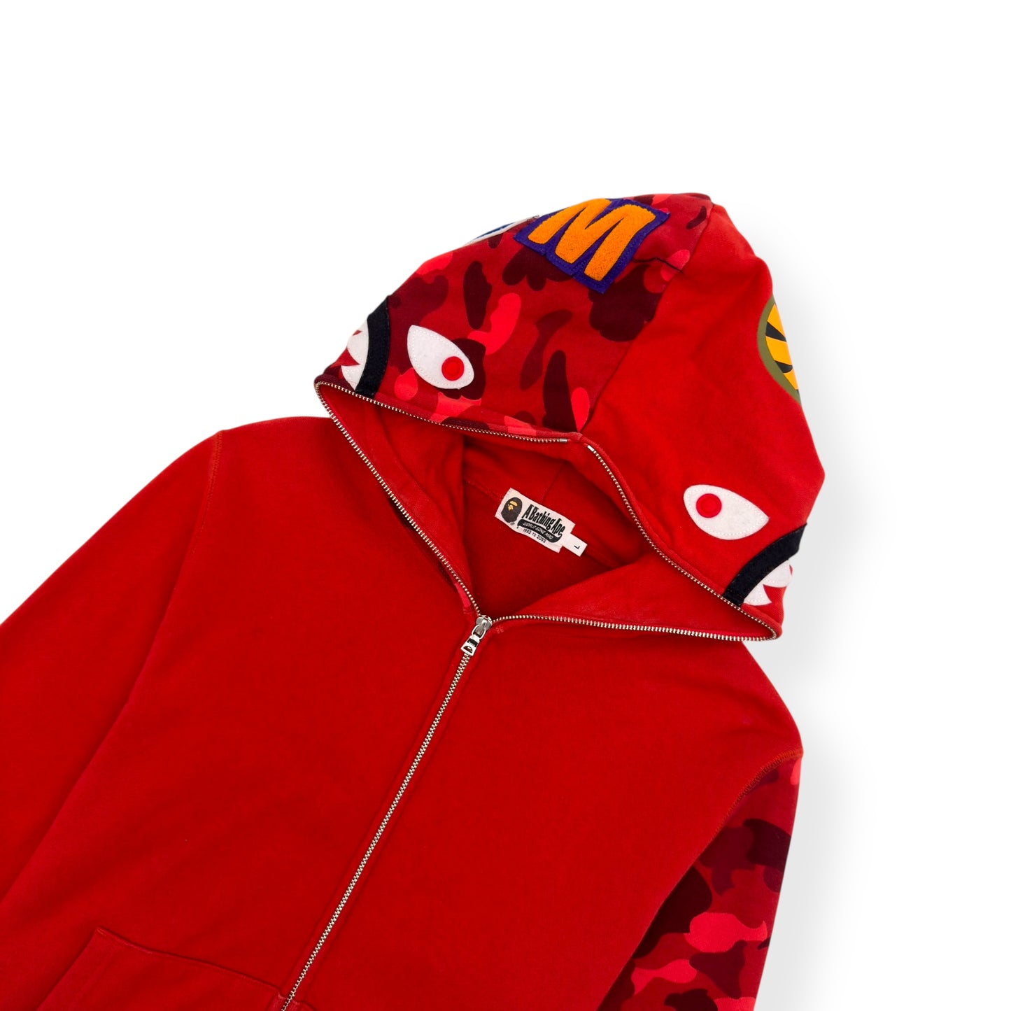 A BATHING APE SHARK FULL ZIP HOODIE RED L