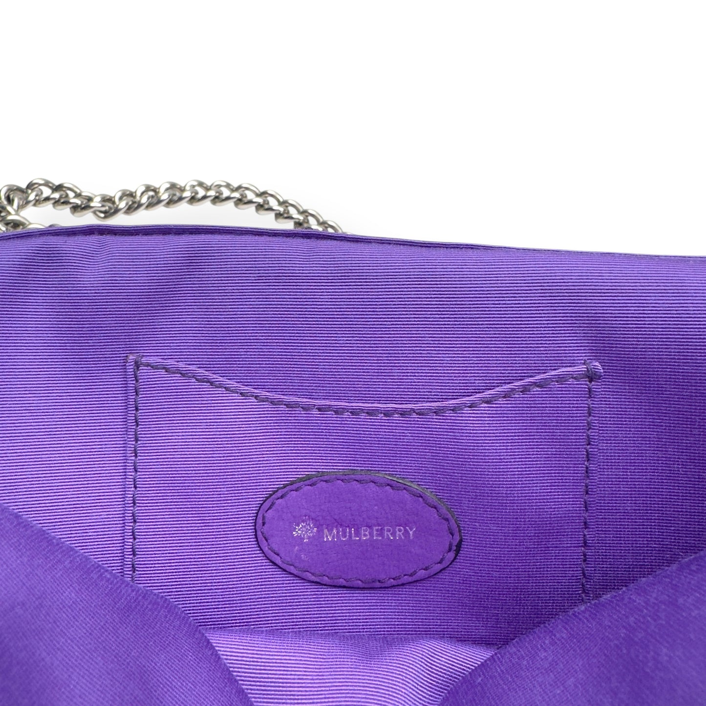 MULBERRY CLOTH CLUTCH WALLET PURPLE / SILVER
