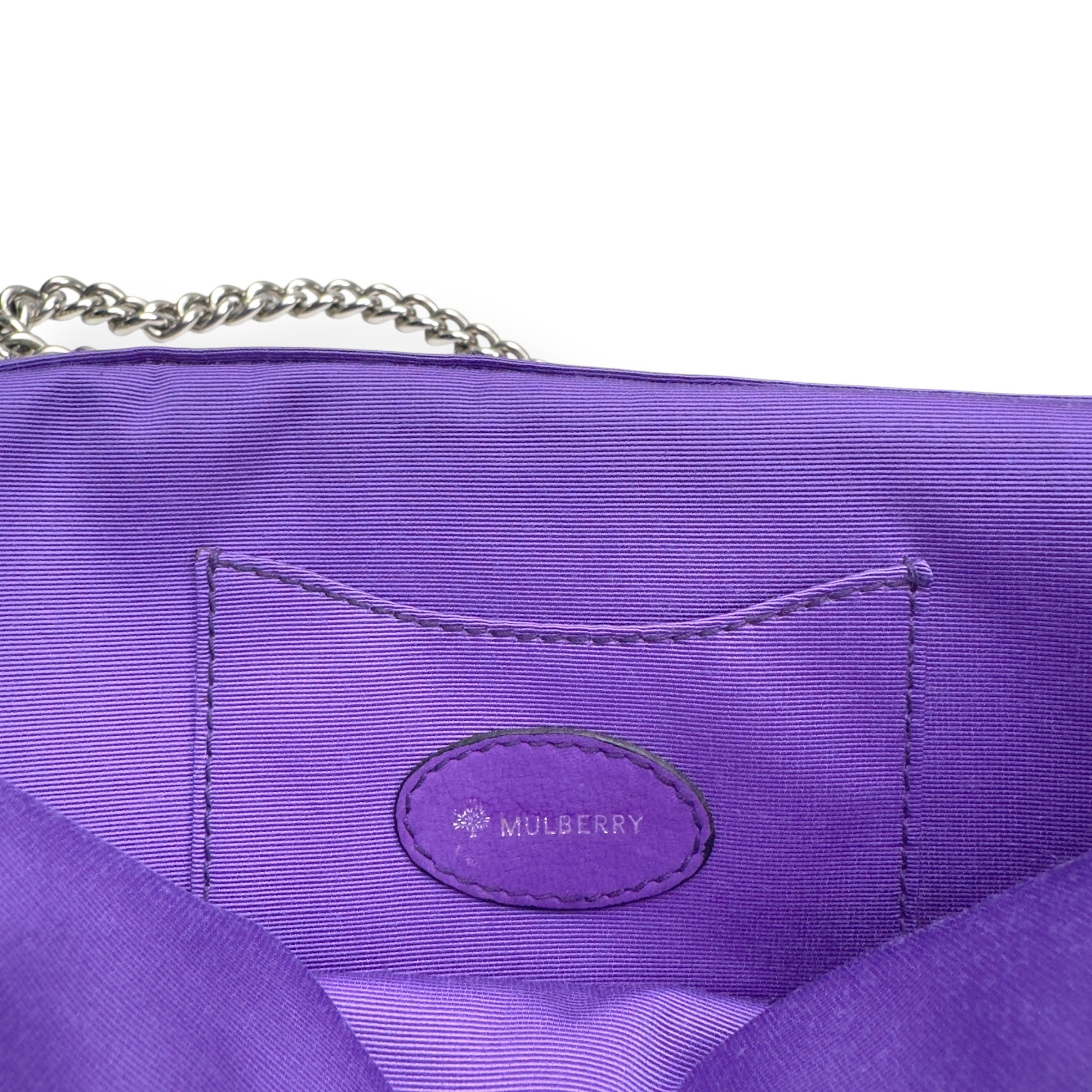 MULBERRY CLOTH CLUTCH WALLET PURPLE / SILVER