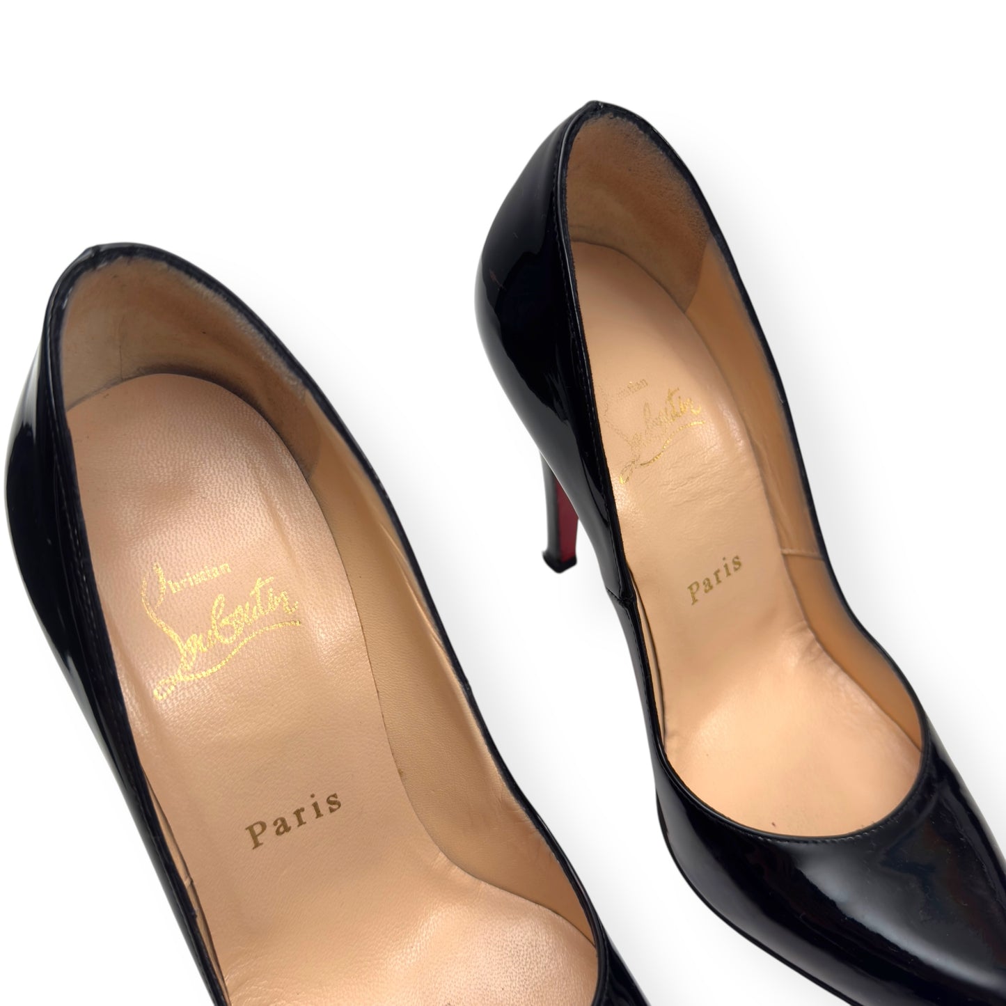 CHRISTIAN LOUBOUTIN LEATHER SIMPLE PUMPS BLACK / RED 36 / UK3