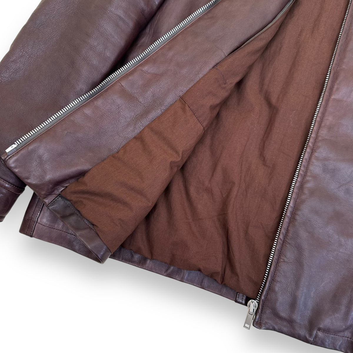 RICK OWENS FW23 BRAD LEATHER JACKET BROWN XXL