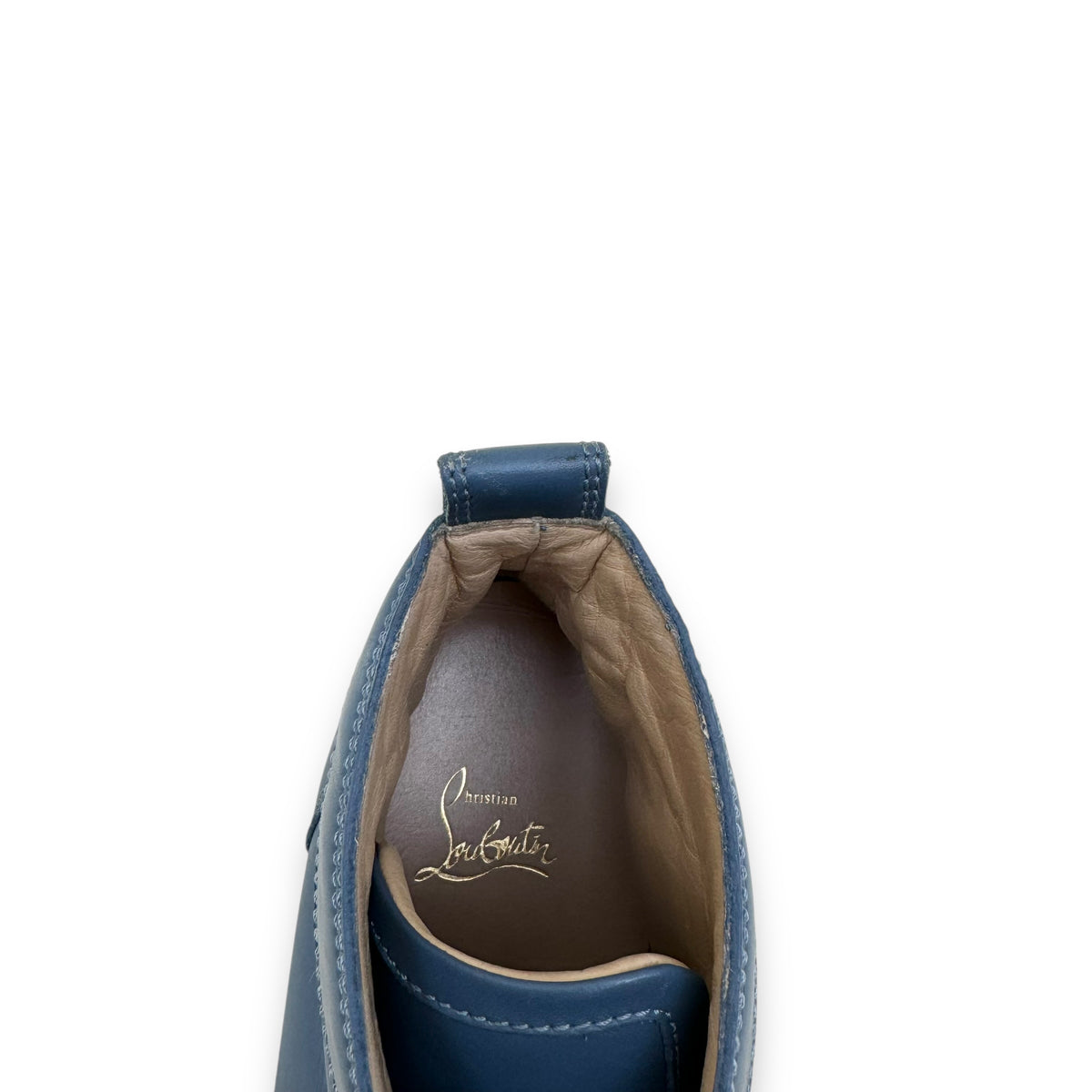 CHRISTIAN LOUBOUTIN CALF HIGH-TOP SNEAKER BLUE UK9