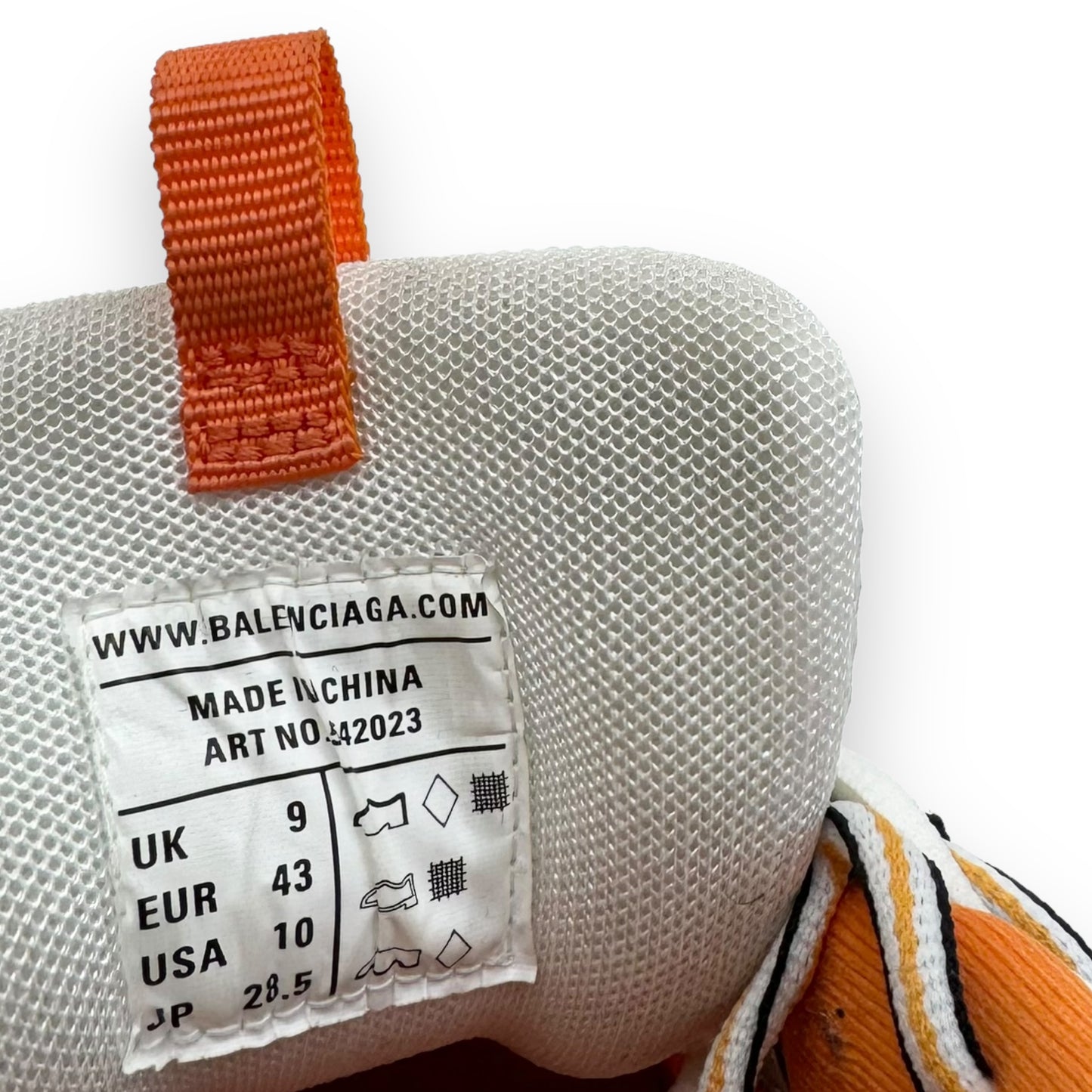 BALENCIAGA TRACK RUNNER SNEAKER WHITE / ORANGE UK9