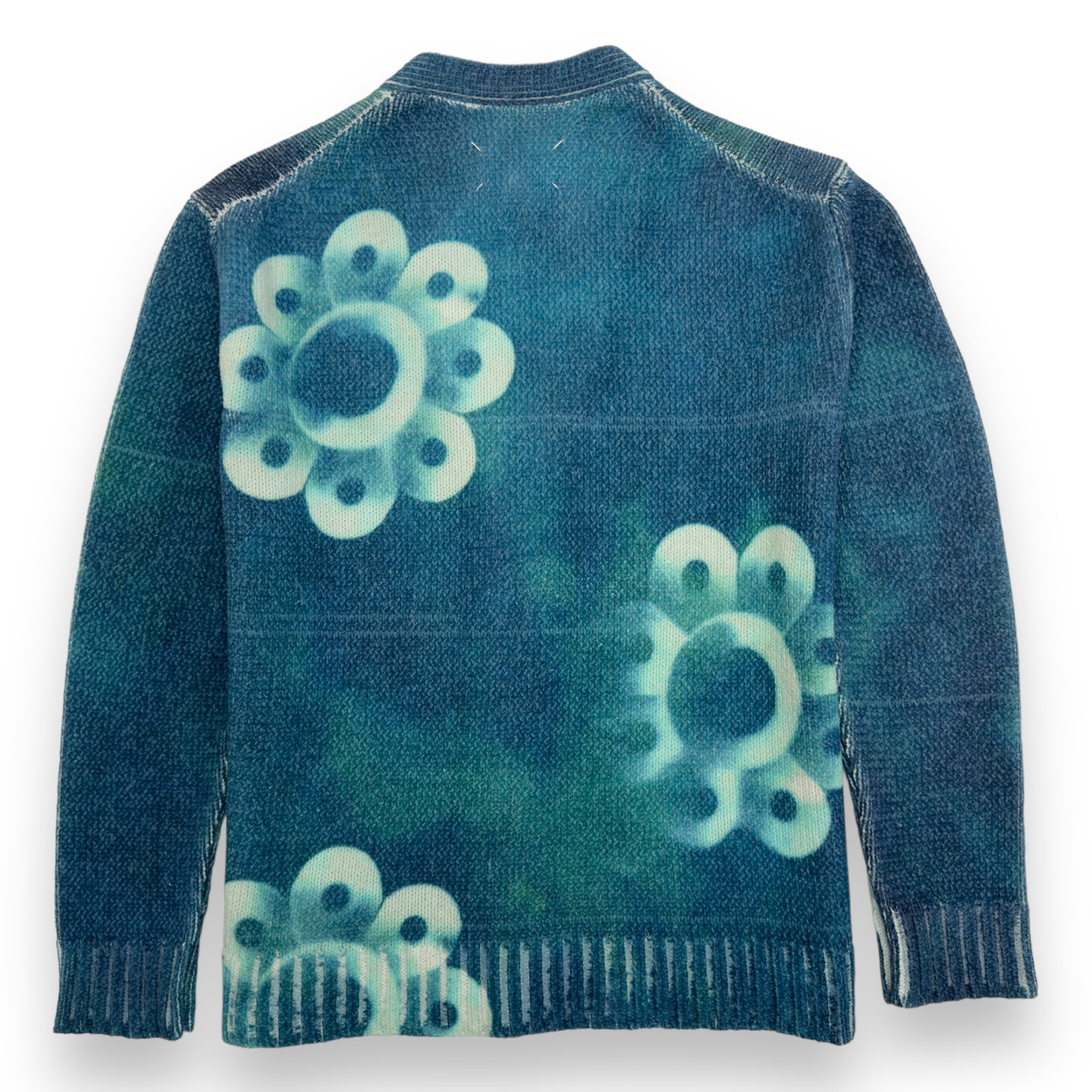 MAISON MARGIELA FLORAL PRINT TIE-DYE SWEATER BLUE / WHITE M