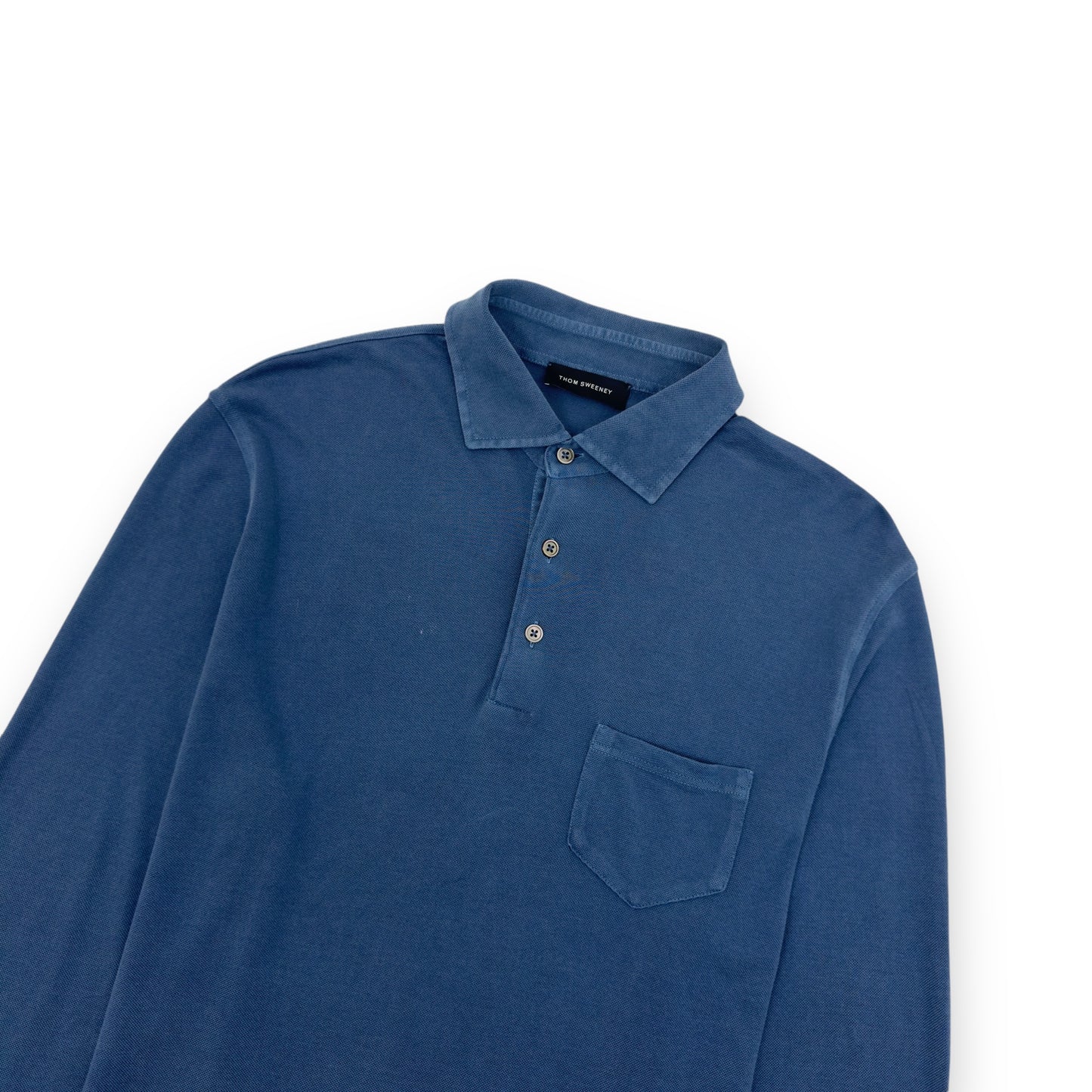 THOM SWEENEY LONG SLEEVE POLO SHIRT BLUE L