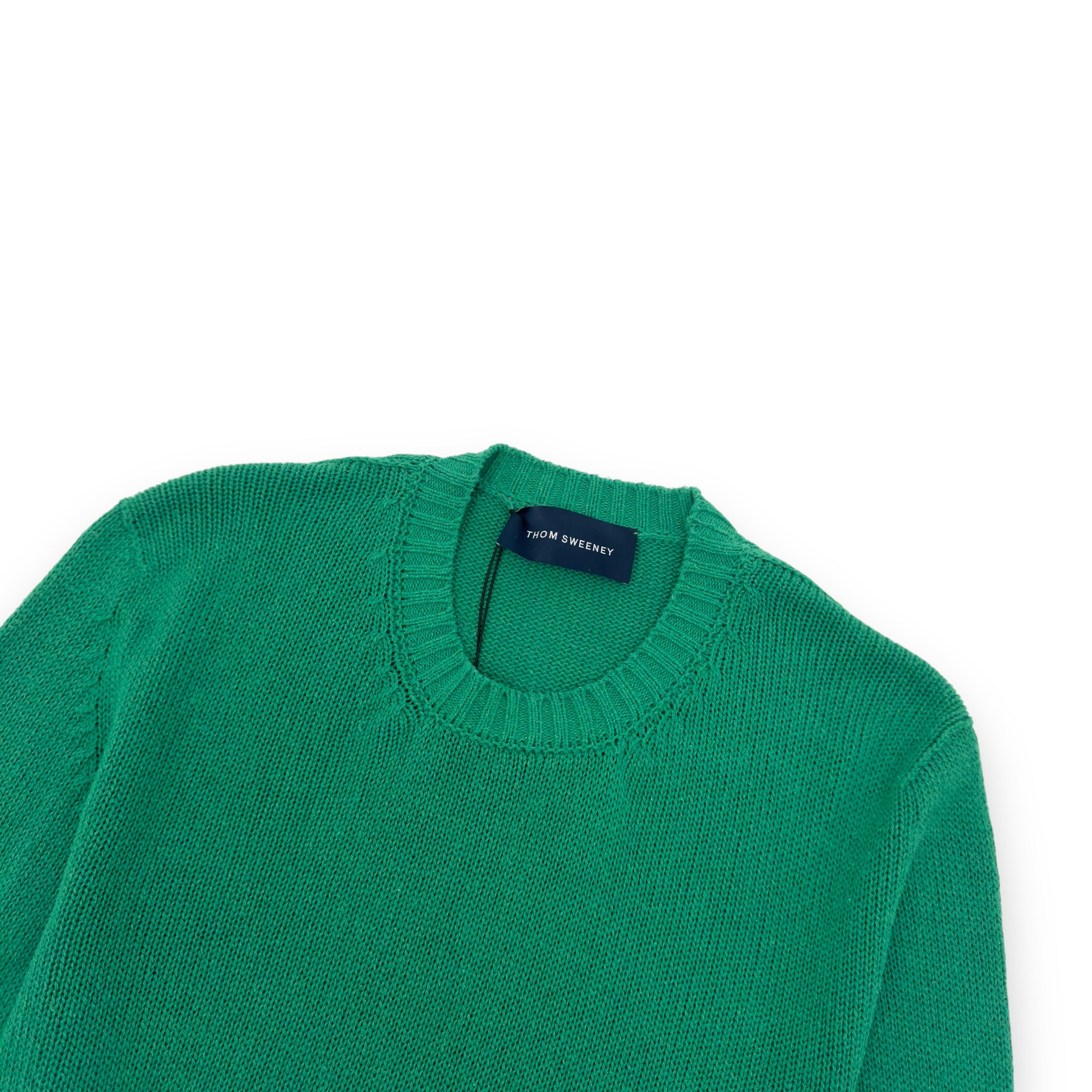 THOM SWEENEY SS24 WIDE GAUGE CREW NECK BOURETTE SILK SWEATER GREEN L
