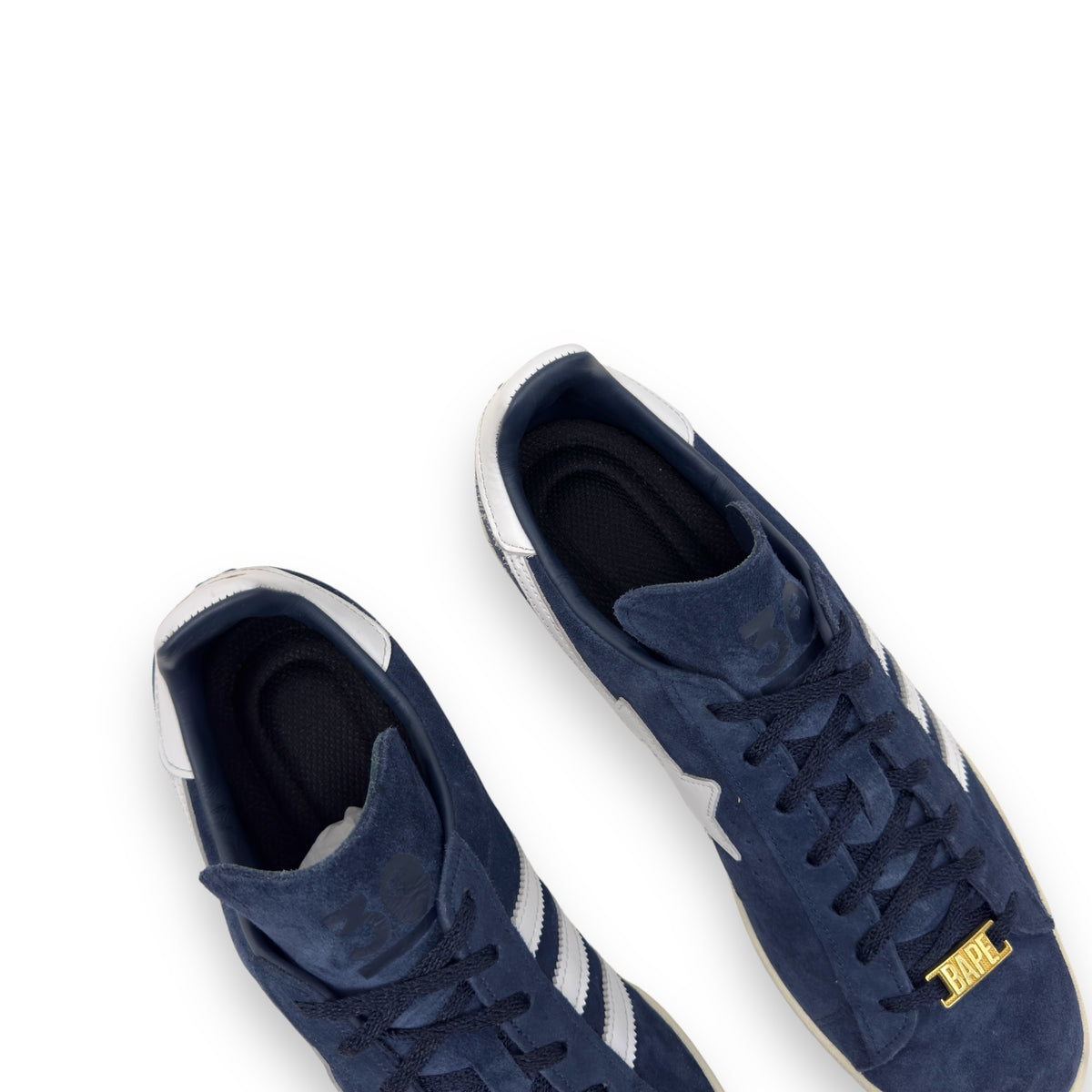 BAPE X ADIDAS CAMPUS 80S 30TH ANNIVERSARY SUEDE SNEAKER NAVY UK10.5