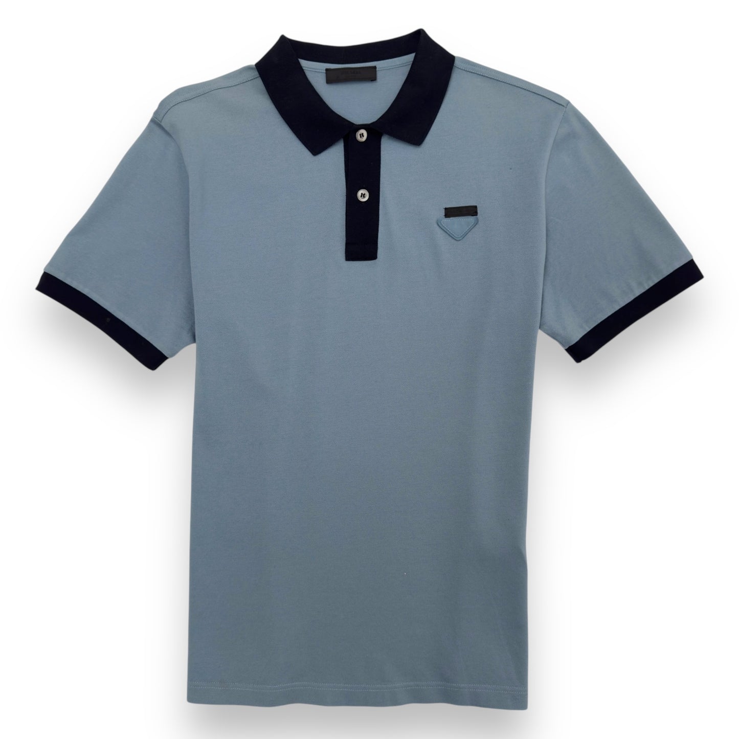 PRADA CHEST LOGO POLO SHIRT BLUE / BLACK M
