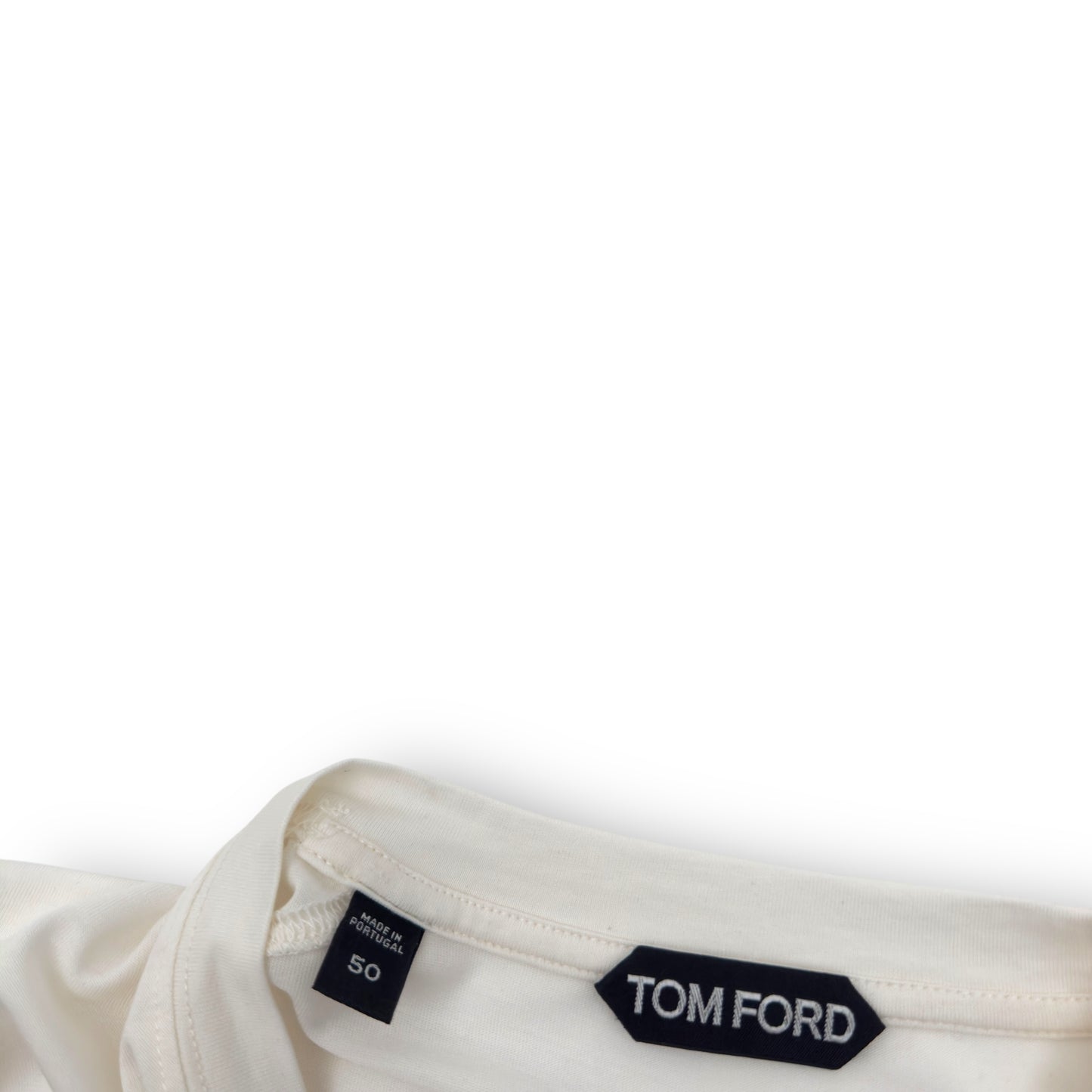 TOM FORD COTTON BLEND CREWNECK T-SHIRT CREAM 50 / L