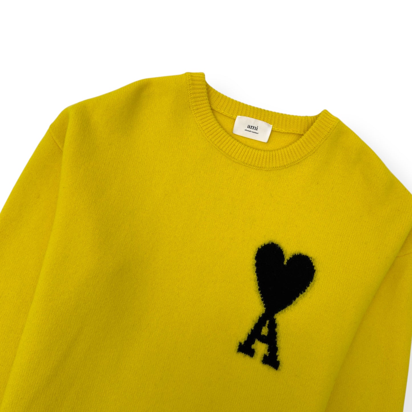 AMI PARIS CREWNECK SWEATER YELLOW / BLACK L