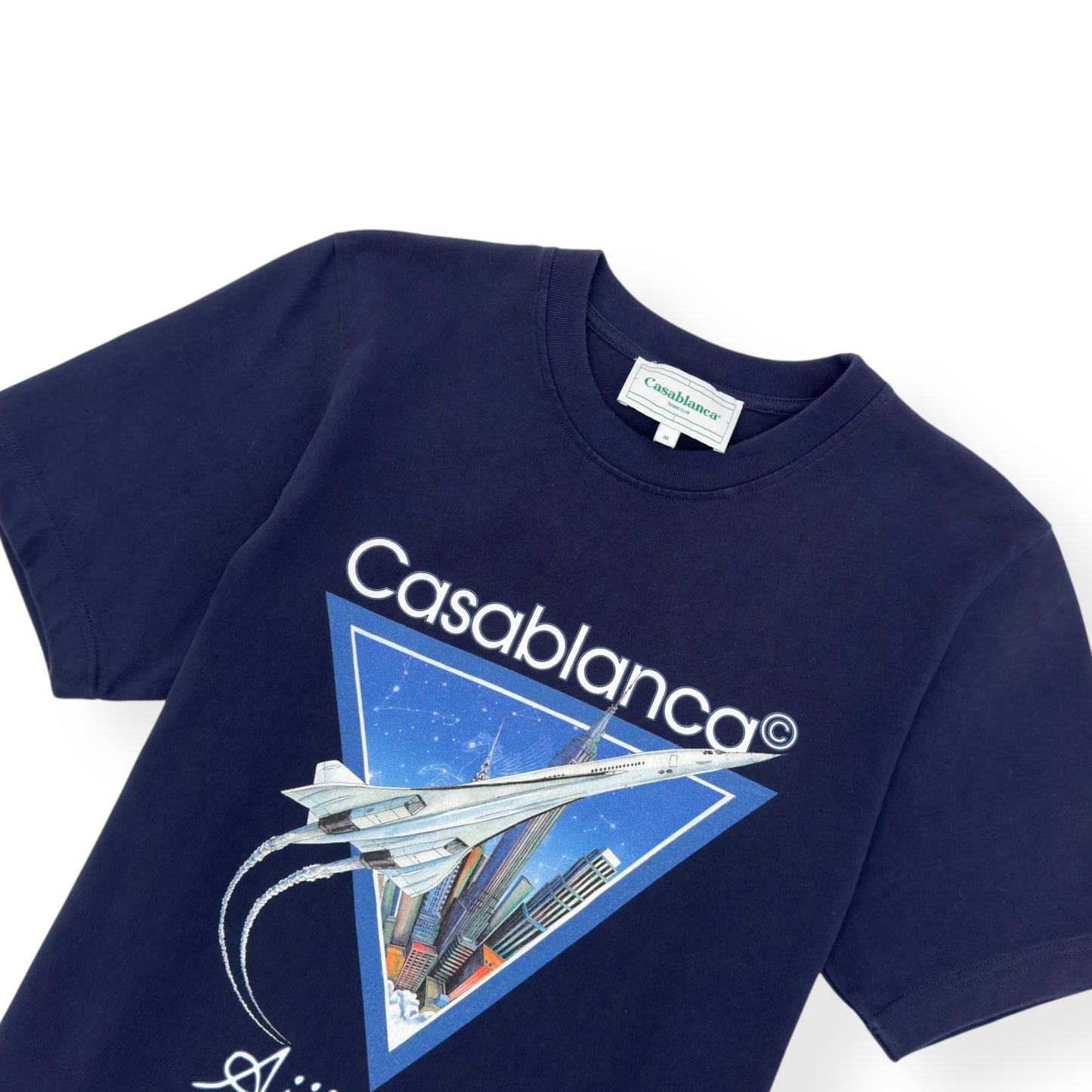 CASABLANCA LOGO PRINT T-SHIRT NAVY M