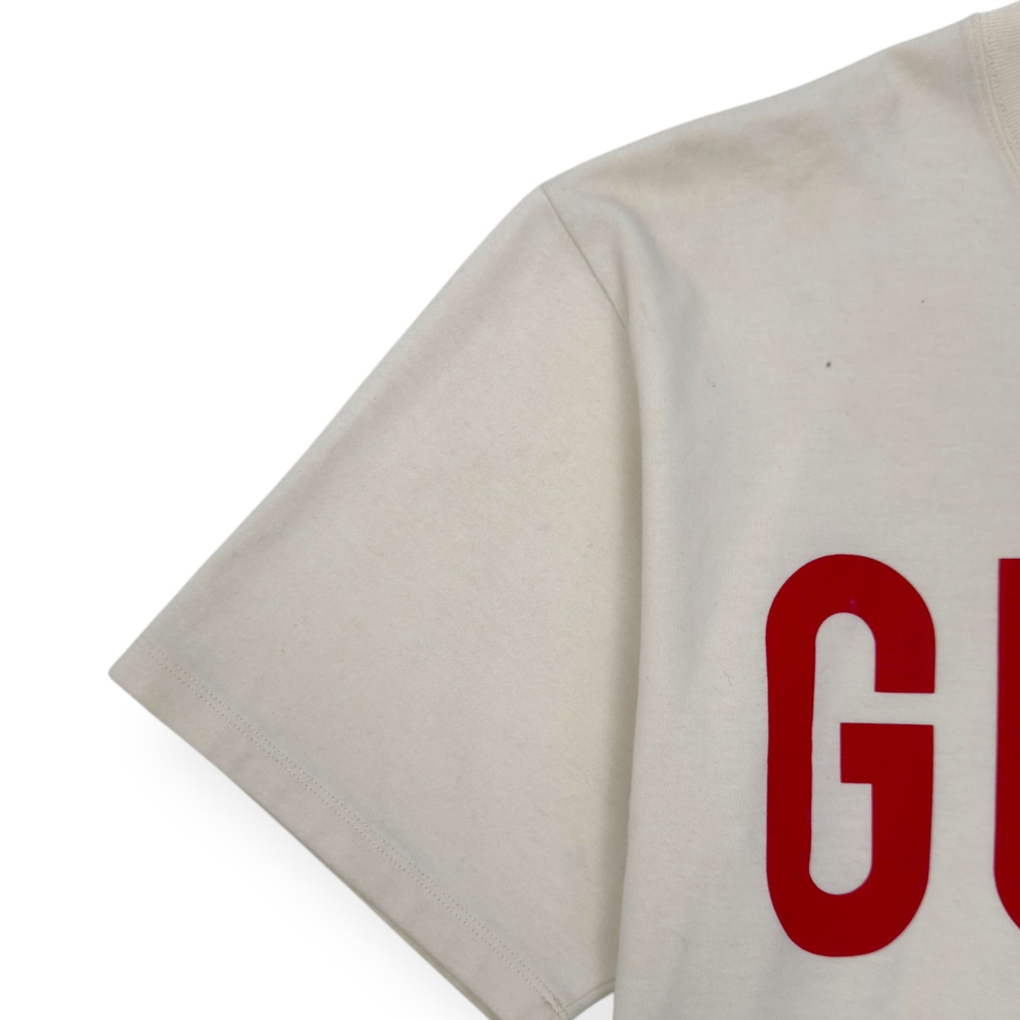 GUCCI LAMB PRINT COTTON T-SHIRT CREAM / RED L