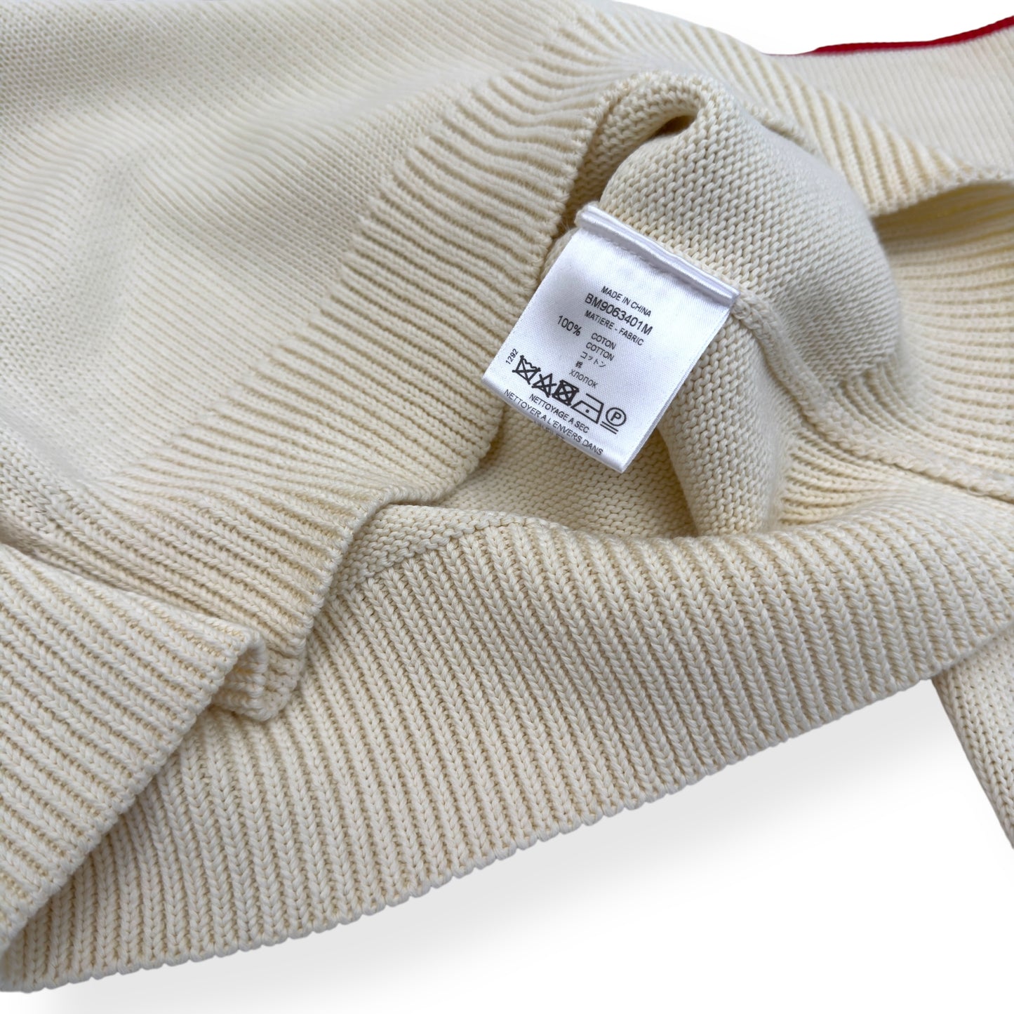 GIVENCHY REVERSE LOGO CREW KNIT SWEATER OFF-WHITE / RED S