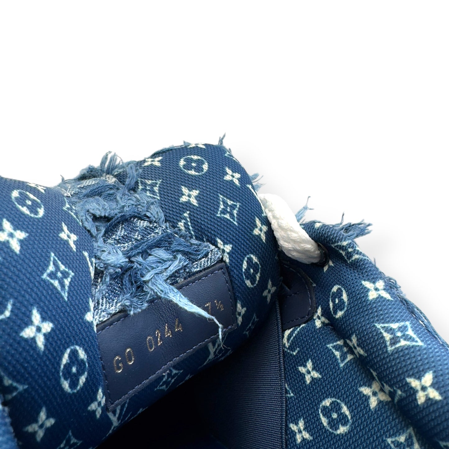 LOUIS VUITTON DISTRESSED DENIM LV SKATE SNEAKER UK7.5
