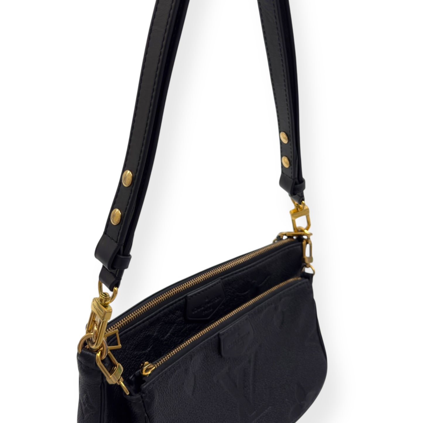 LOUIS VUITTON MULTI POUCHETTE ACCESSORIES MONOGRAM EMPREINTE LEATHER BAG BLACK / CREAM S