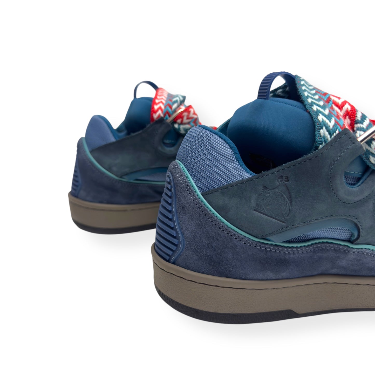LANVIN LEATHER CURB SNEAKERS BLUE / RED 42 / UK8