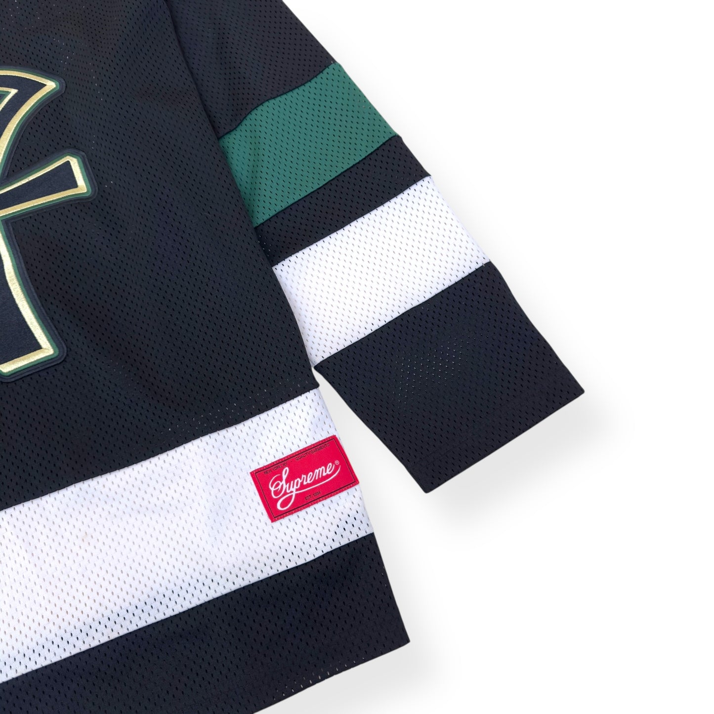 SUPREME ANKH HOCKEY LONG-SLEEVE JERSEY BLACK / GREEN XL