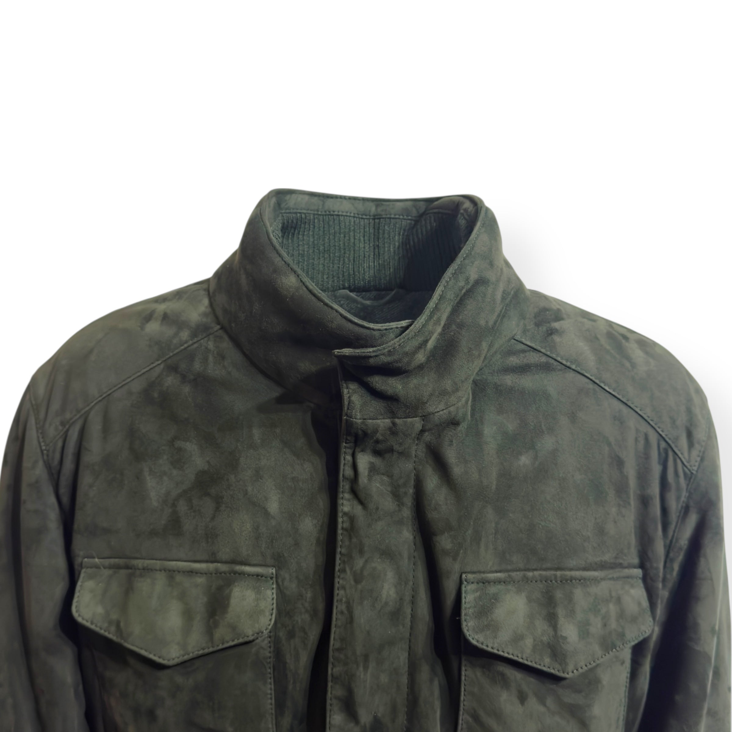THOM SWEENEY SUEDE FIELD JACKET DARK GREEN 52 / L