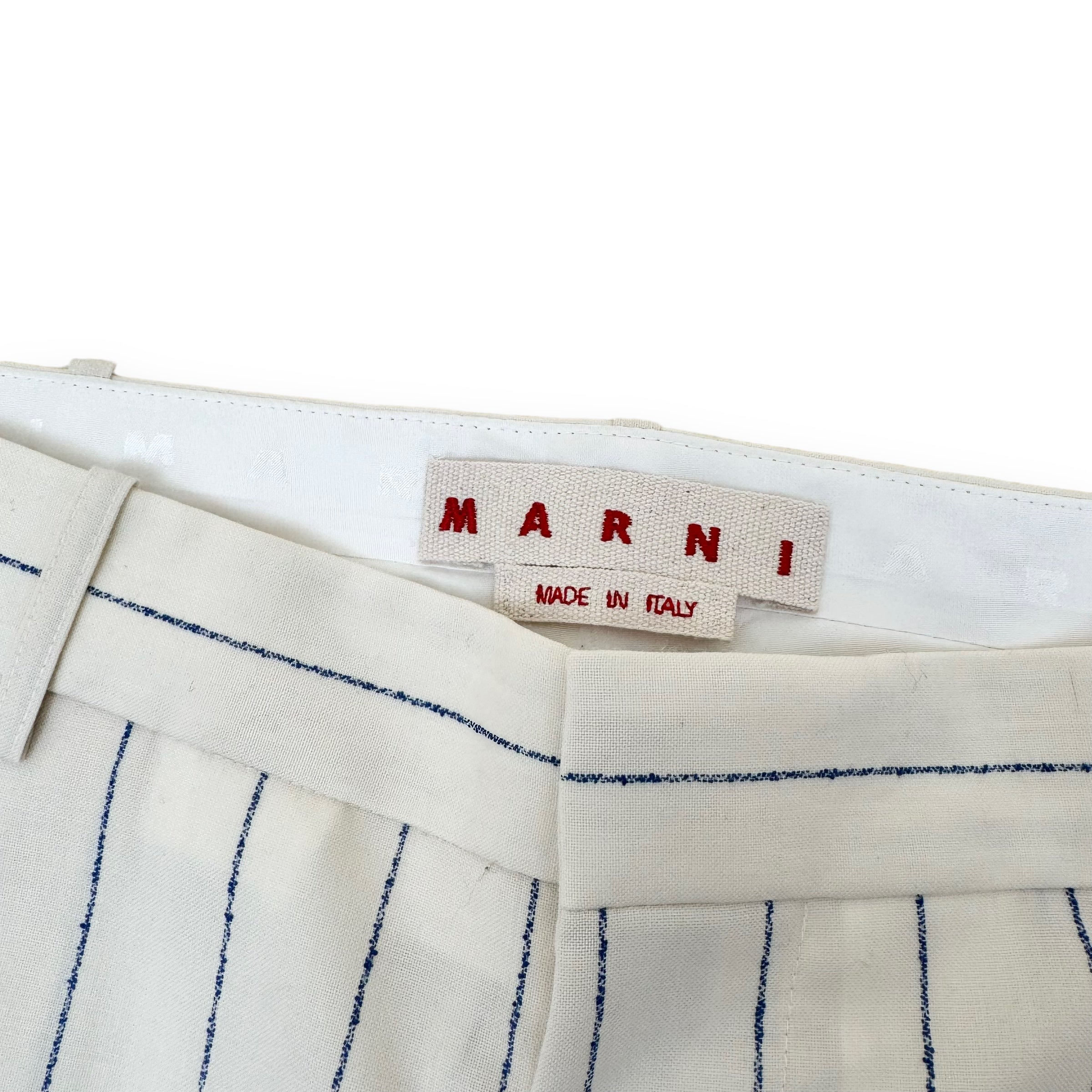 MARNI PINSTRIPE TAILORED TROUSERS NATURAL / BLUE L