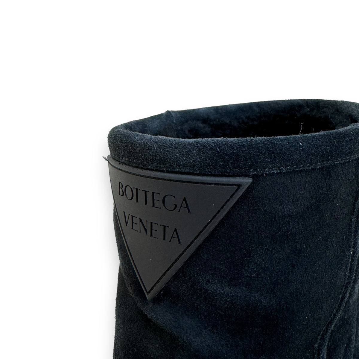 BOTTEGA VENETA SNAP ANKLE SHEARLING LINED BOOTS BLACK UK10